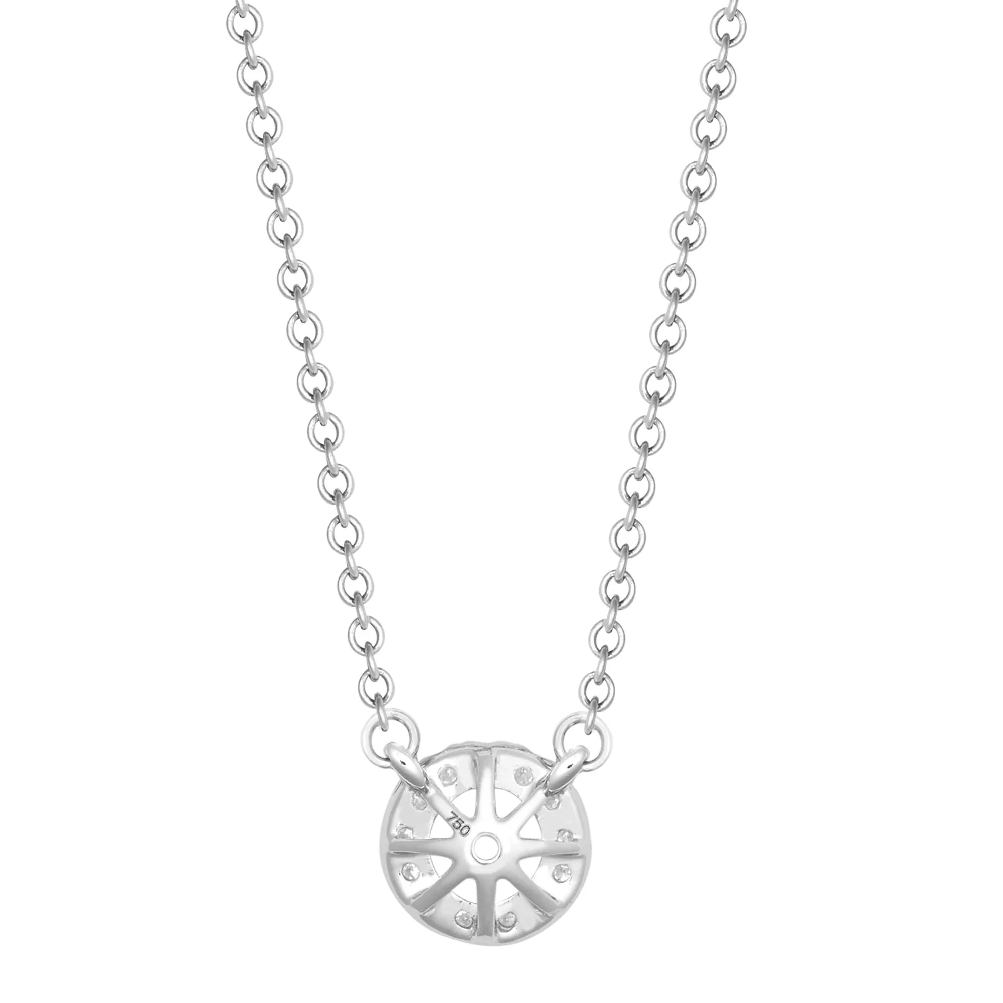18ct White Gold 0.08ct Natural Diamond Halo Pendant with 16"-18" Chain Extender - Image 3