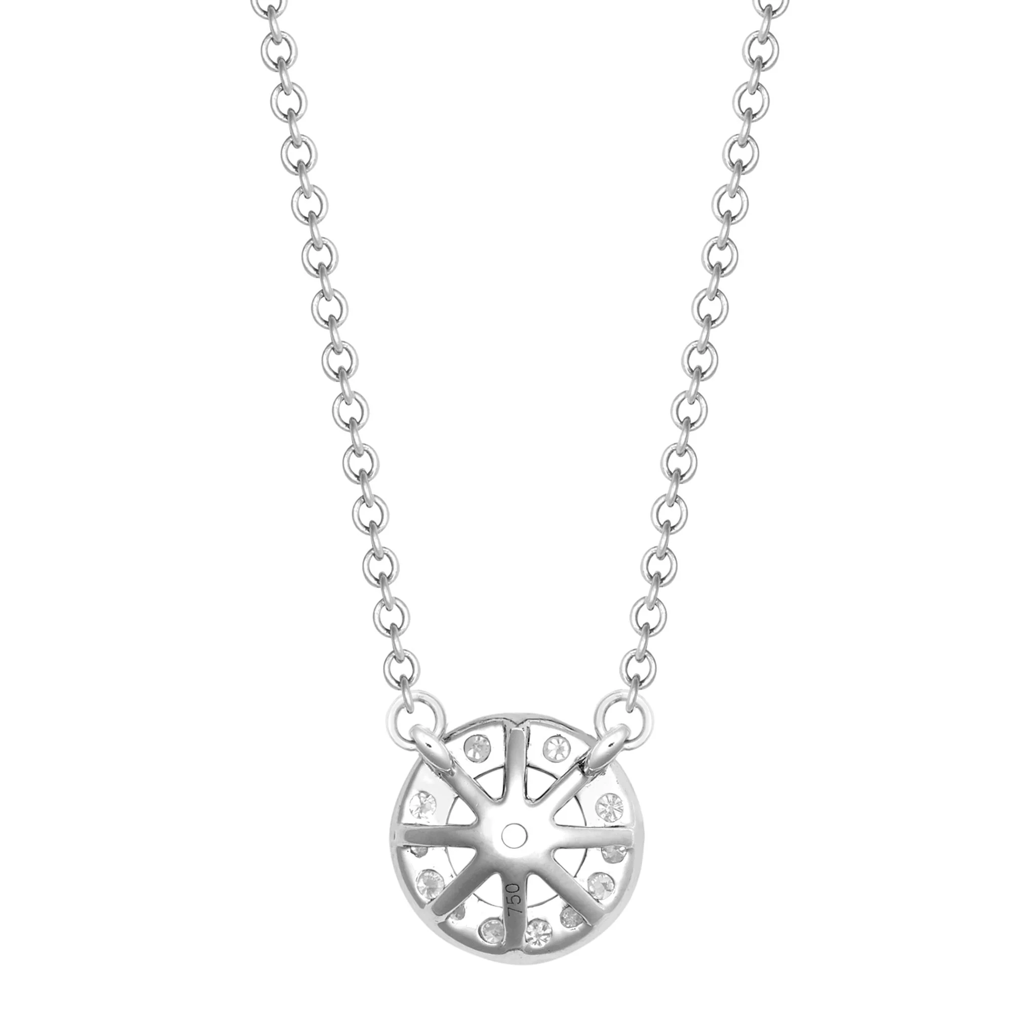 18ct White Gold 0.12ct Natural Diamond Halo Pendant with 16"-18" Chain Extender - Image 3