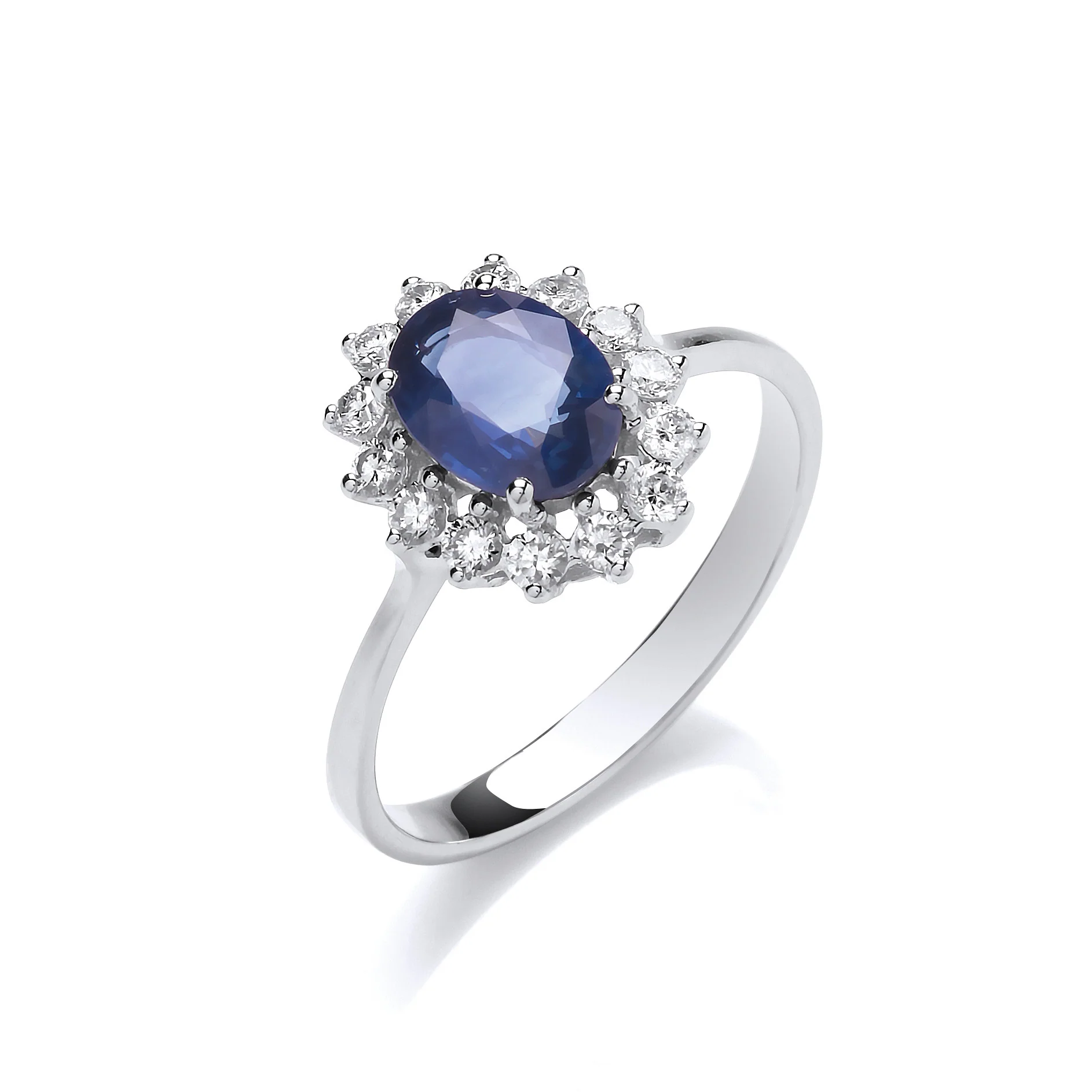18ct White Gold 0.35ct Diamond & 1.40ct Sapphire Ring - 18ct Gold