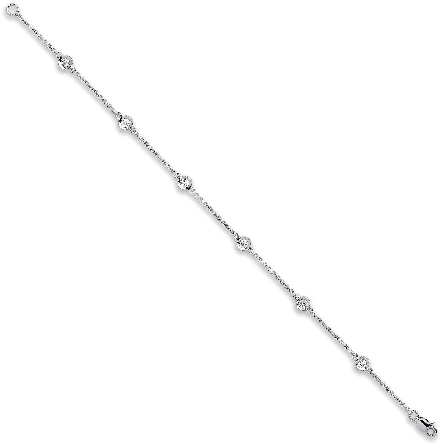 18ct White Gold 0.40ct Diamond by the yard Rubover Bracelet - 18ct Gold