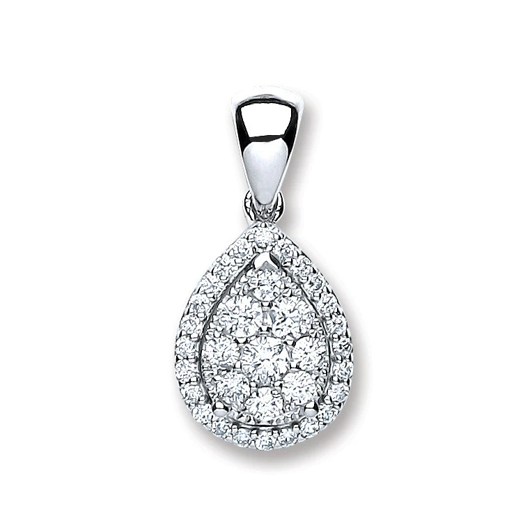 18ct White Gold 0.40ct Diamond Pear Sh Pendant - 18ct Gold