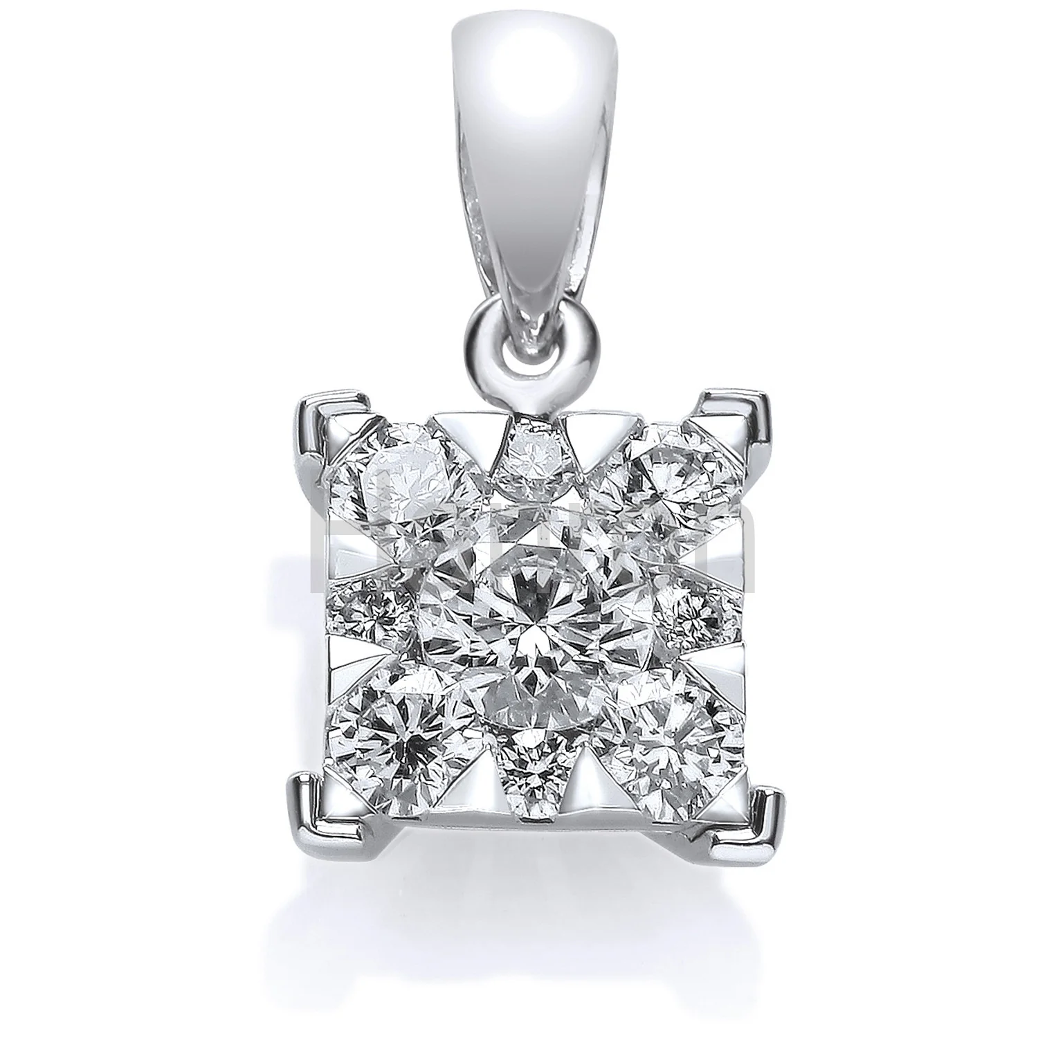 18ct White Gold 0.50ct tdw G/VS Diamond Illusion Set Pendant - 18ct Gold