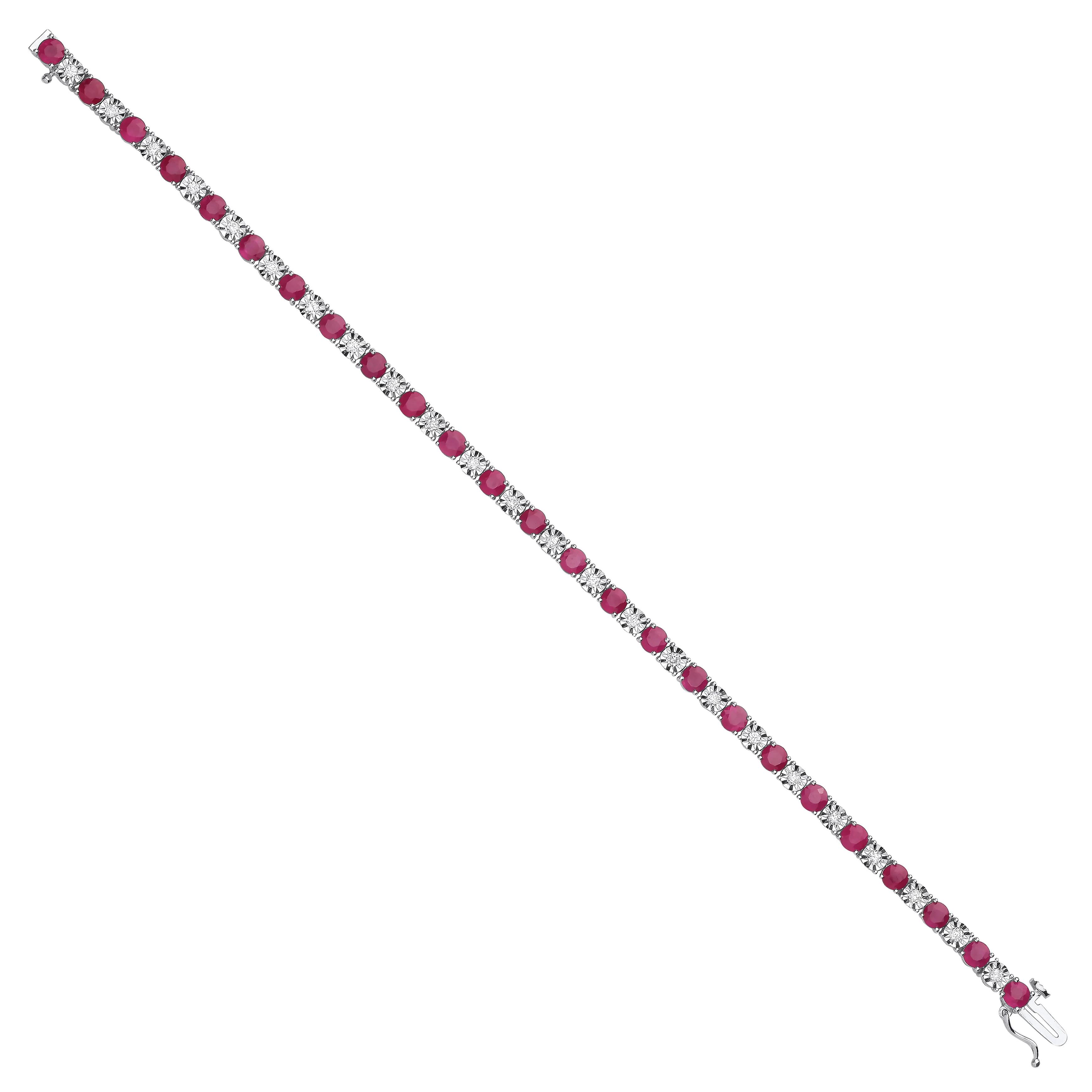 18ct White Gold 0.54ct Diamond & 5.30ct Ruby Bracelet - 18ct Gold