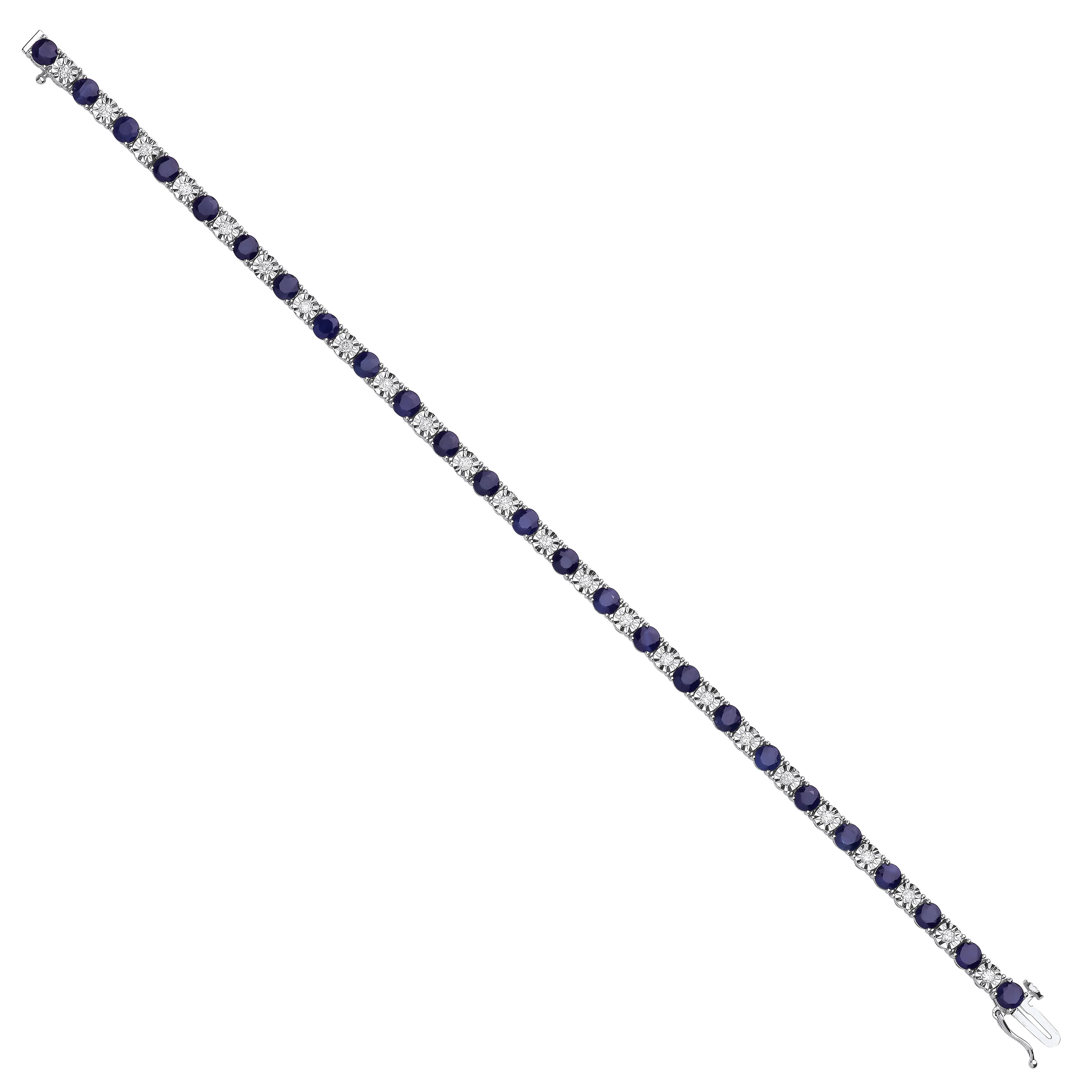 18ct White Gold 0.54ct Diamond & 5.30ct Sapphire Bracelet - 18ct Gold