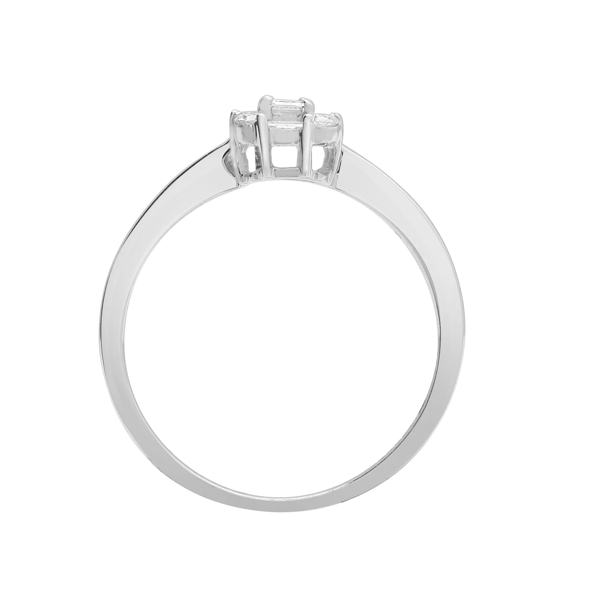 18ct White Gold 0.57ct Natural Diamond RBC & Baguette Ring - Image 2