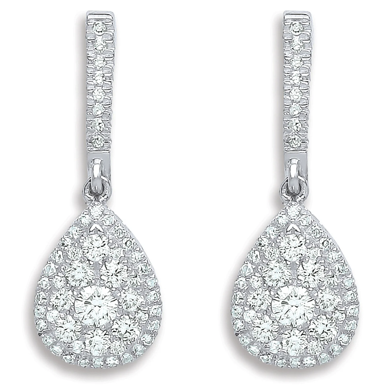 18ct White Gold 0.75ct Diamond Drop Earrings - 18ct Gold