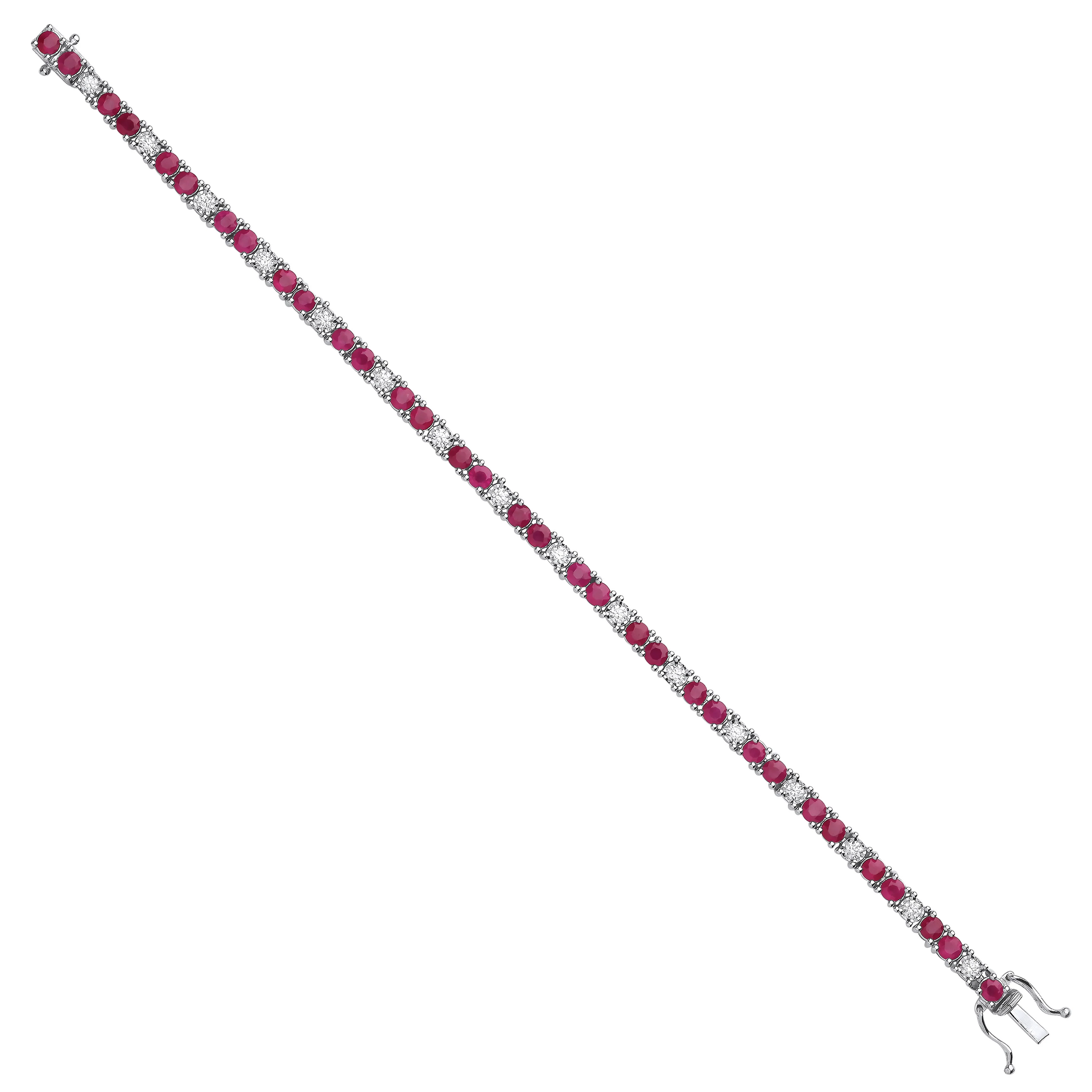 18ct White Gold 0.80ct Diamond & 5.00ct Ruby Bracelet - 18ct Gold