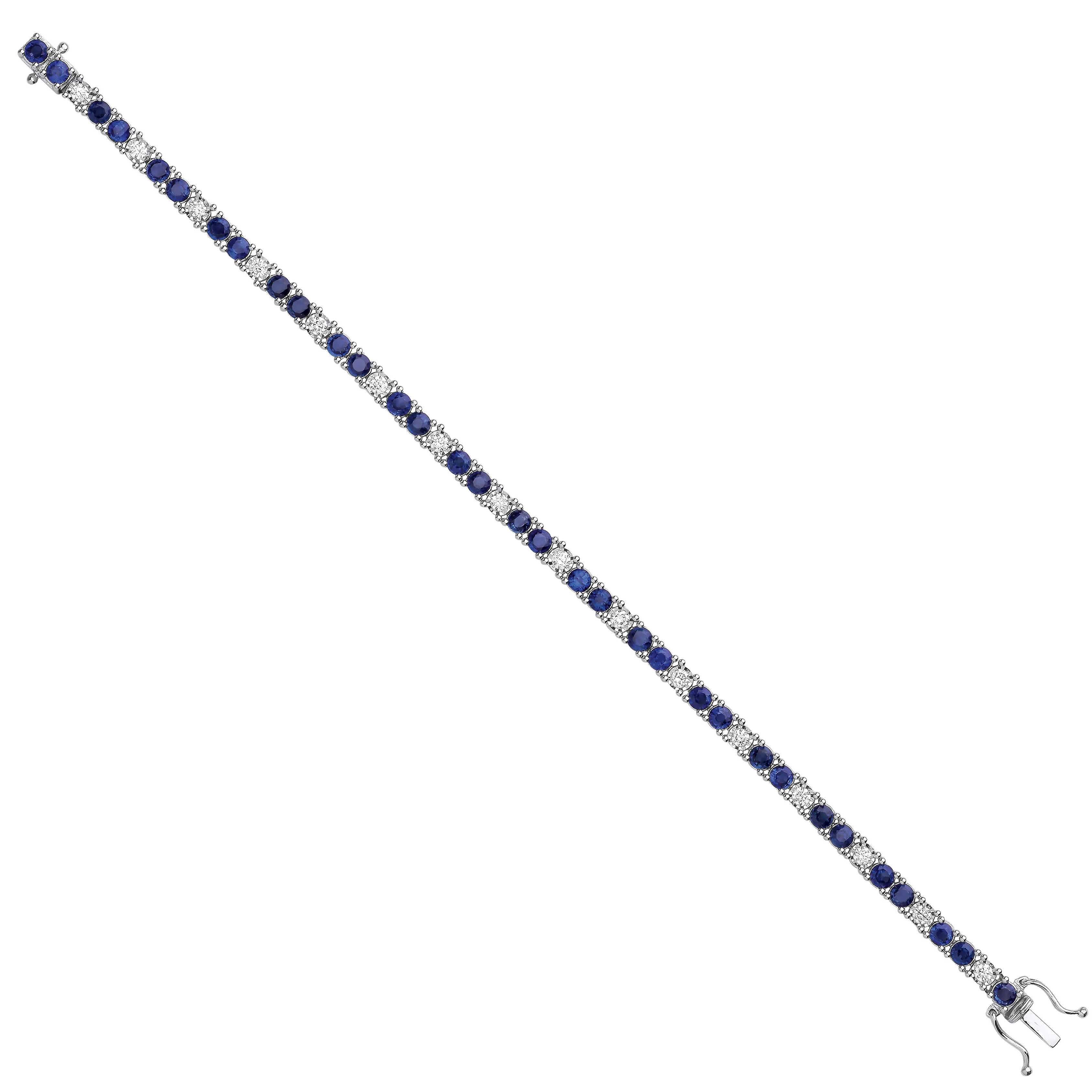 18ct White Gold 0.80ct Diamond & 5.00ct Sapphire Bracelet - 18ct Gold