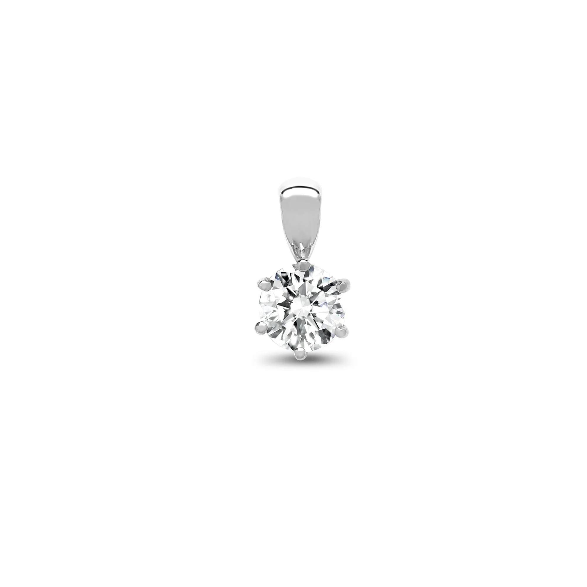 18ct White Gold 1.00ct 6 Claw Natural Diamond Solitaire Pendant