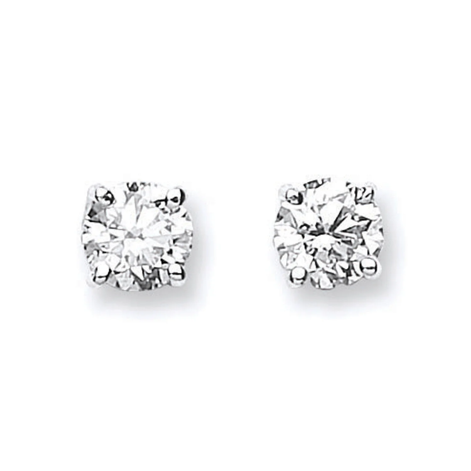 18ct White Gold 1.00ct Claw Set Diamond Stud Earrings - 18ct Gold - Image 2