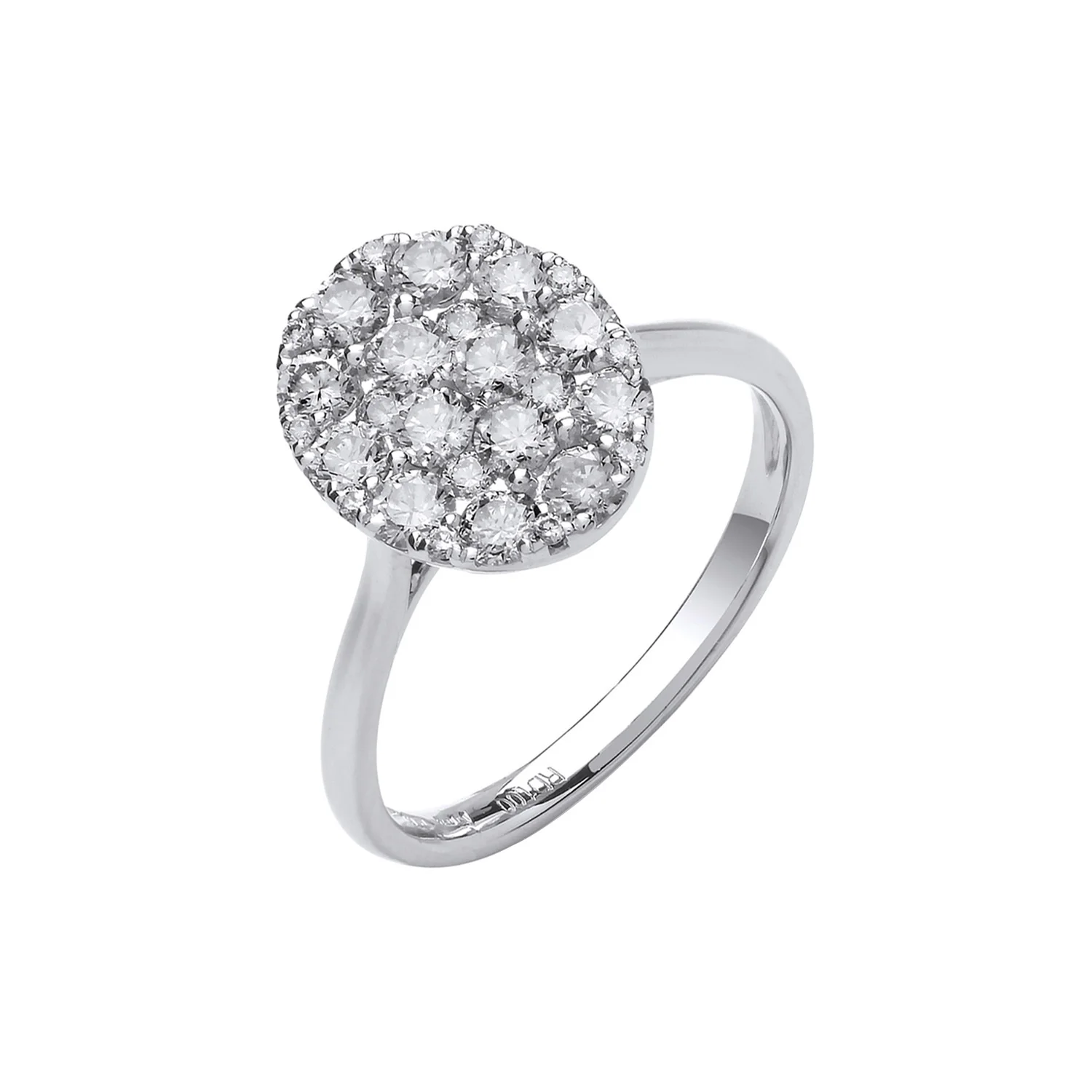 18ct White Gold 1.00ct Oval Dress Ring - 18ct Gold