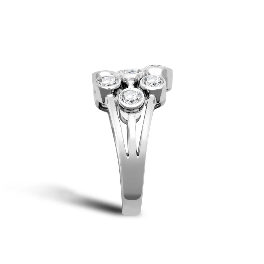 18ct White Gold 1.00cts Natural Diamond 3 Row Bubble Ring - Image 3