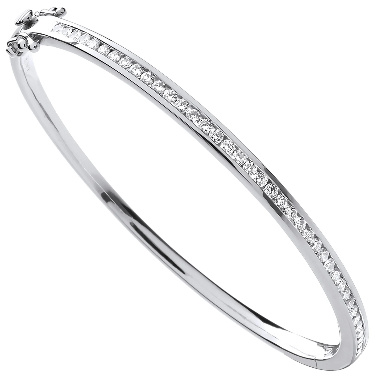 18ct White Gold 1.00ctw Diamond Bangle - 18ct Gold