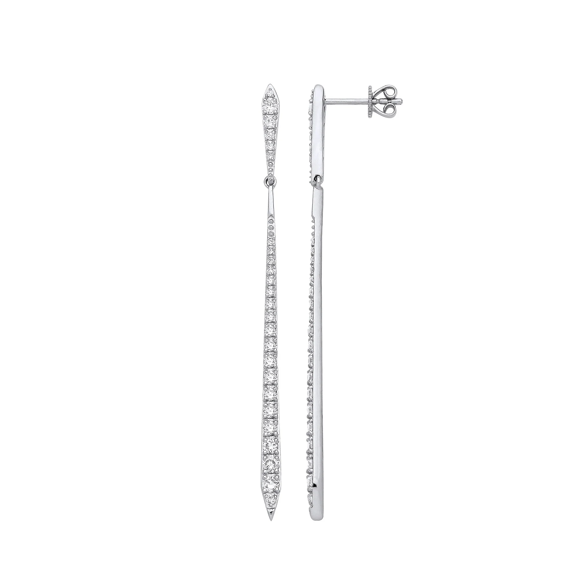 18ct White Gold 1.00ctw Drop Earrings - 18ct Gold