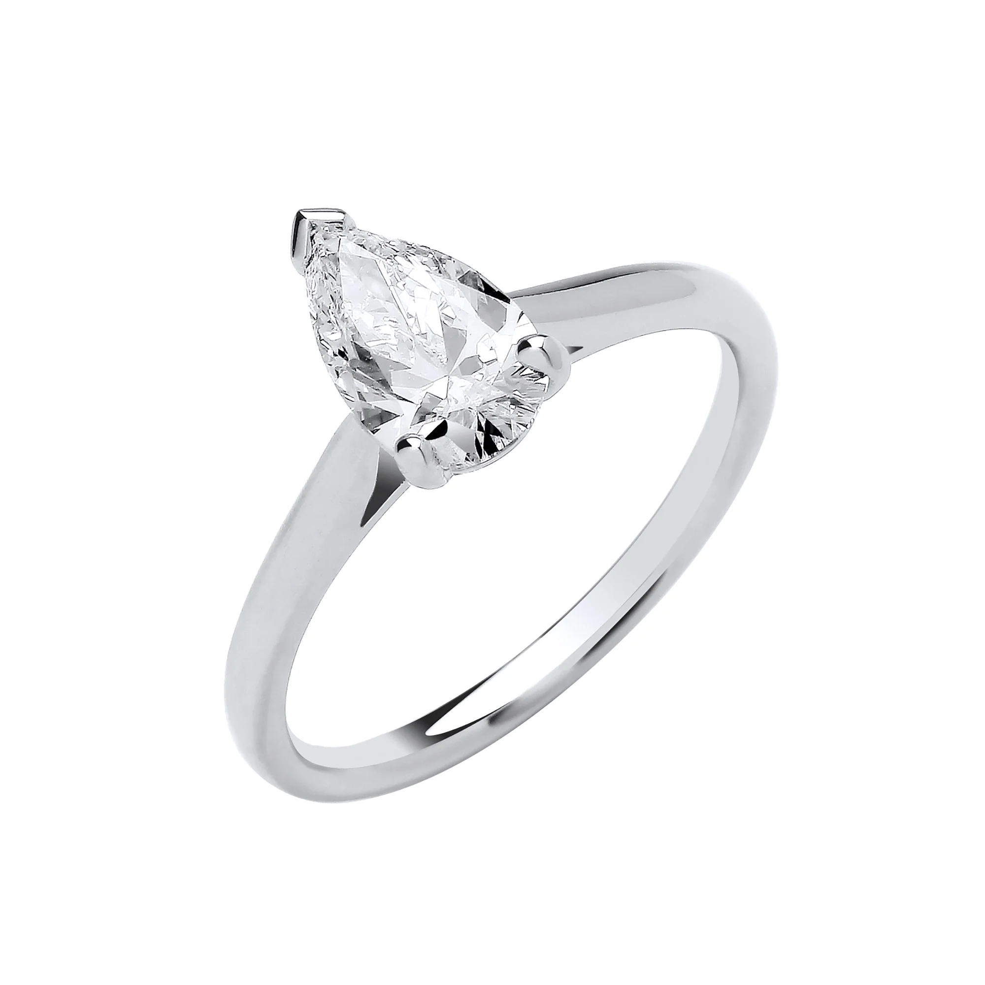 18ct White Gold 1.00ctw Pear Cut LAB GROWN Diamond Ring IGI Certified - 18ct Gold