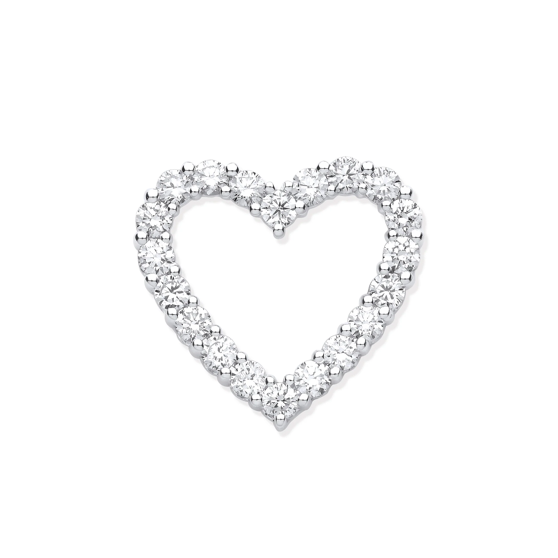 18ct White Gold 1.01ct Heart Shaped Drop Pendant - 18ct Gold