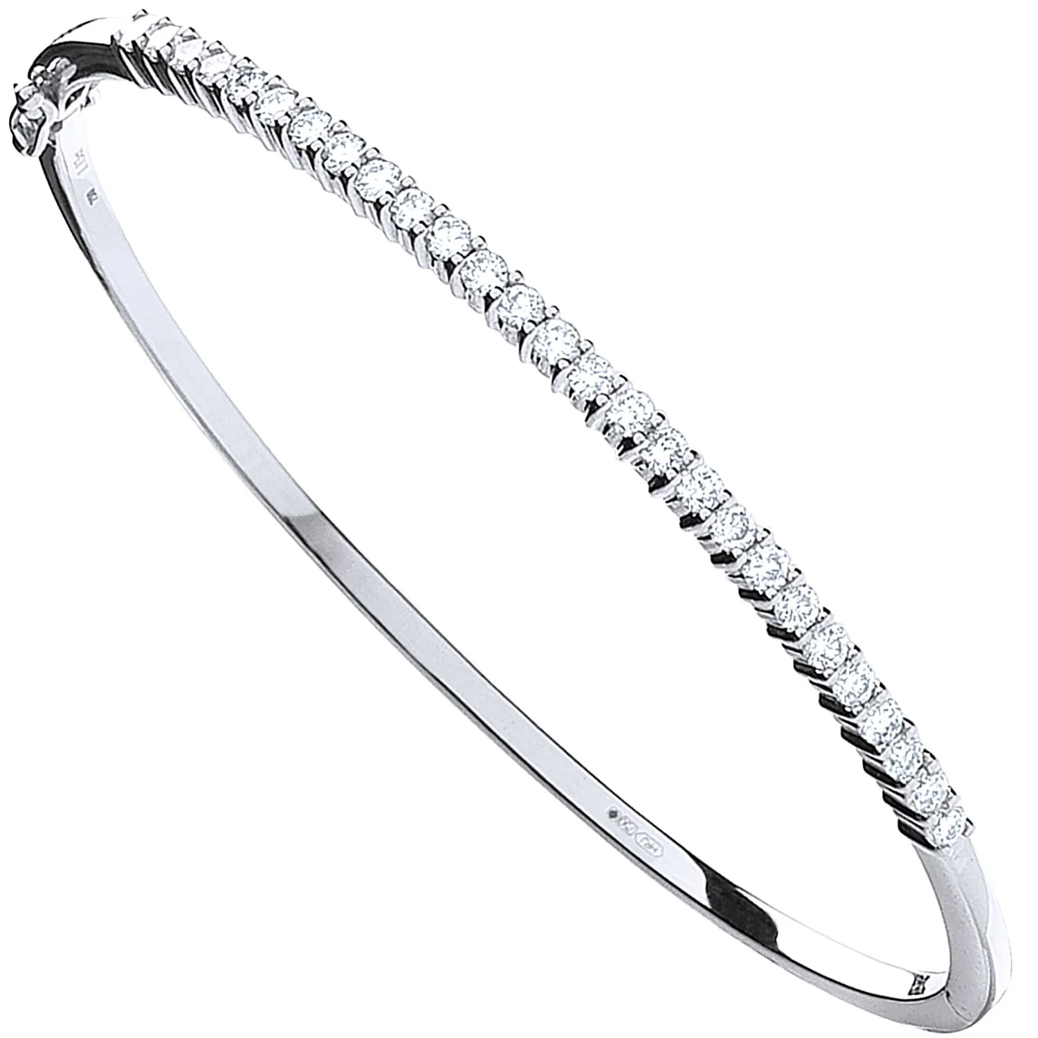 18ct White Gold 1.15ctw Diamond Bangle - 18ct Gold