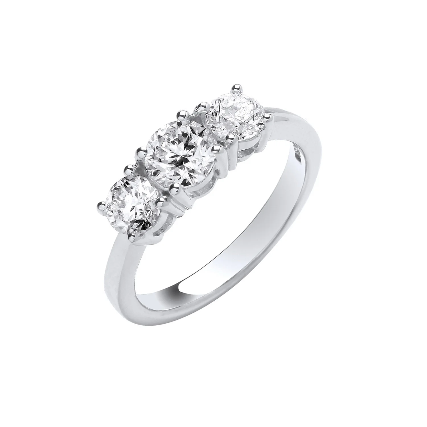18ct White Gold 1.50ct Diamond Trilogy Ring - 18ct Gold