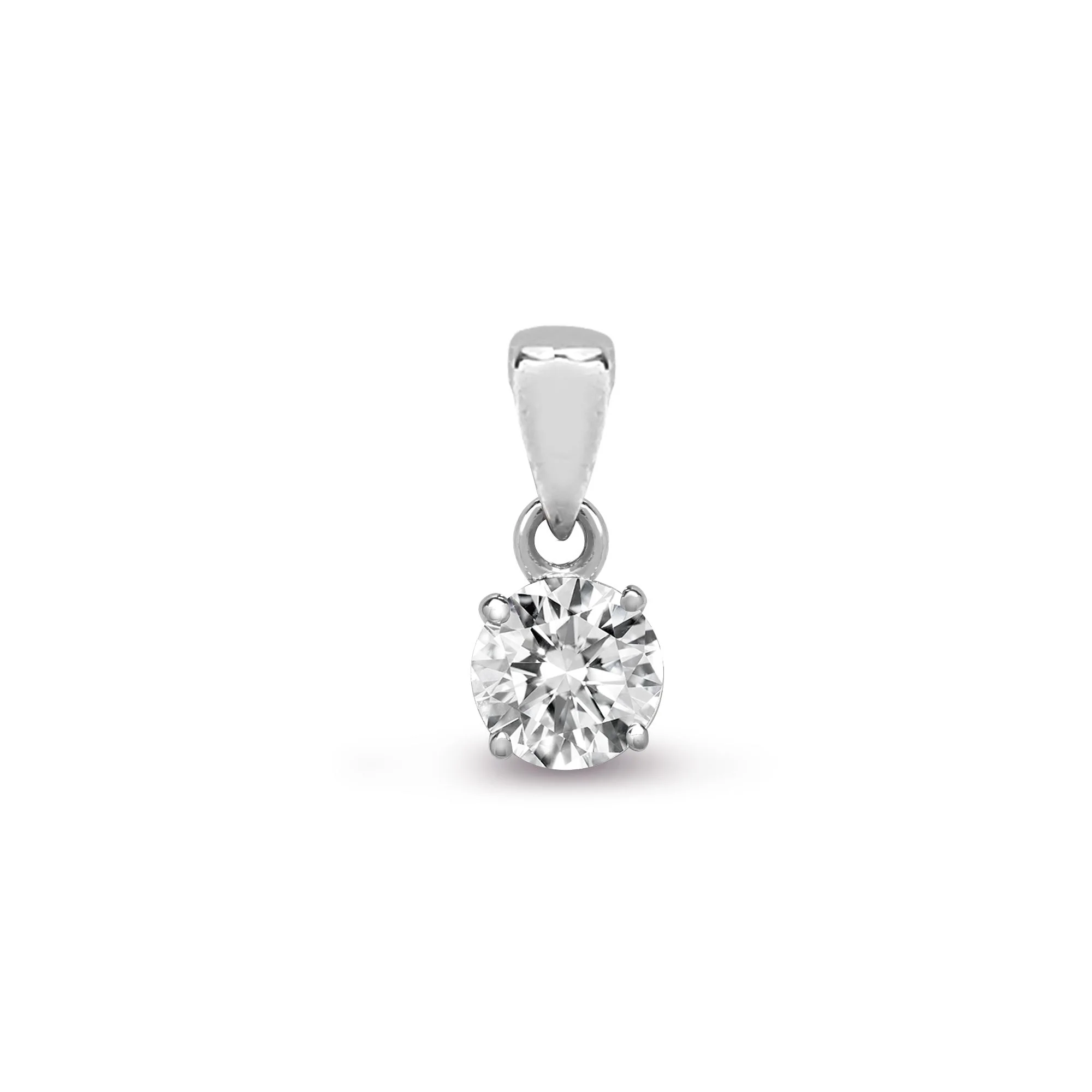 18ct White Gold 15pt 4 Claw Natural Diamond Solitaire Pendant