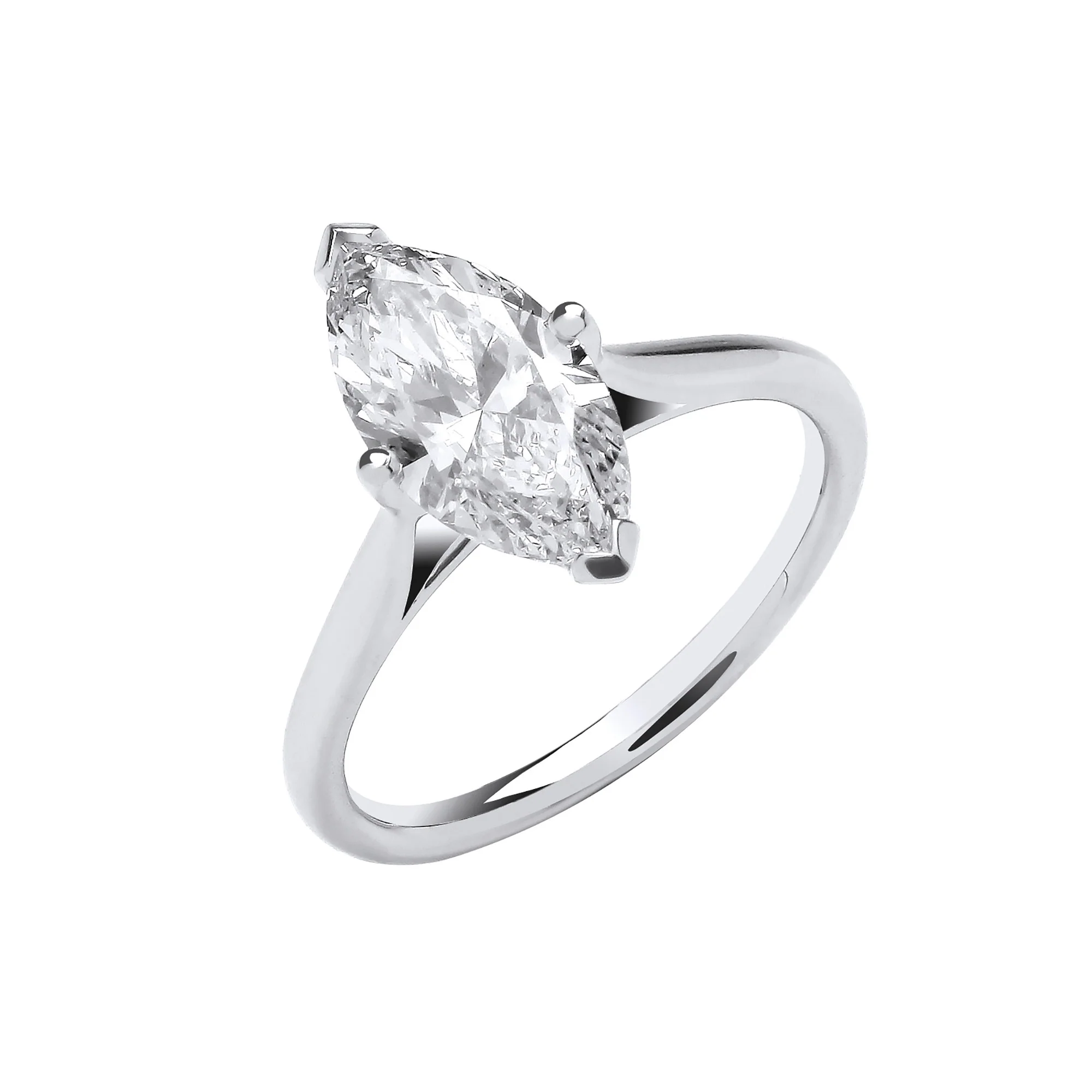 18ct White Gold 2.00ctw Marquise Cut LAB GROWN Diamond Ring IGI Certified - 18ct Gold
