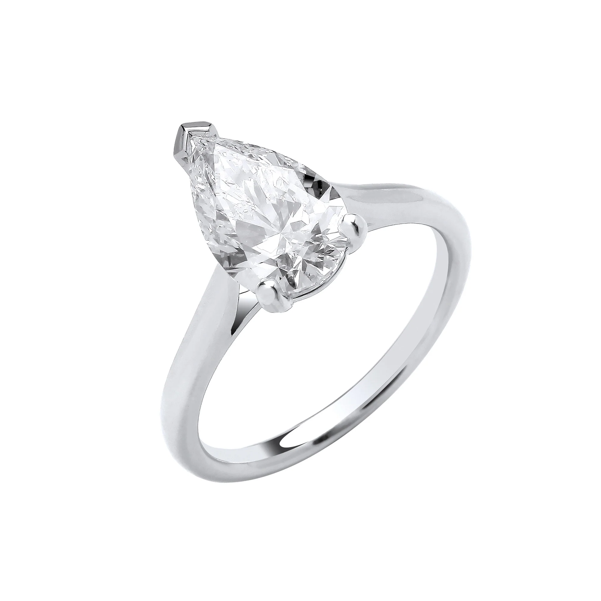 18ct White Gold 2.00ctw Pear Cut LAB GROWN Diamond Ring IGI Certified - 18ct Gold