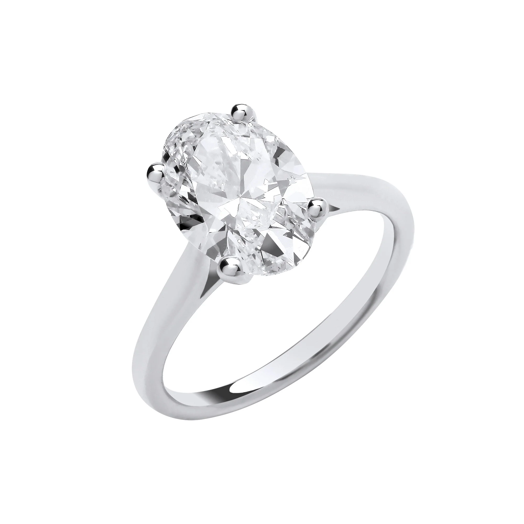 18ct White Gold 3.00ctw Oval Cut LAB GROWN Diamond Ring IGI Certified - 18ct Gold