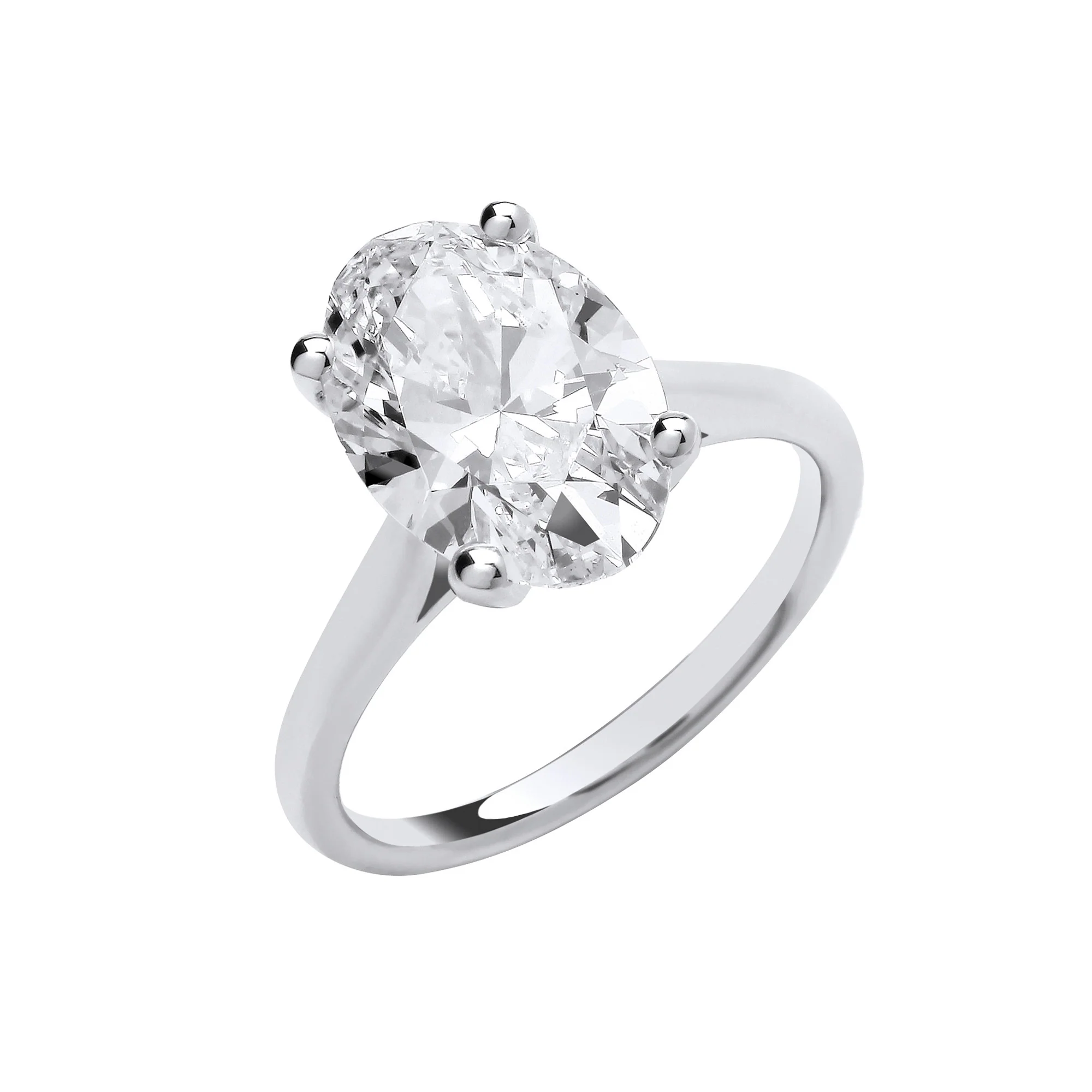 18ct White Gold 4.00ctw Oval Cut LAB GROWN Diamond Ring IGI Certified - 18ct Gold