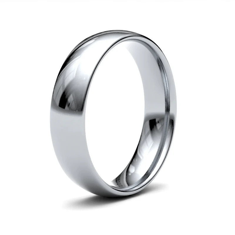 18ct White Gold 5mm Lightweight Court Profile Mirror Finish Wedding Ring