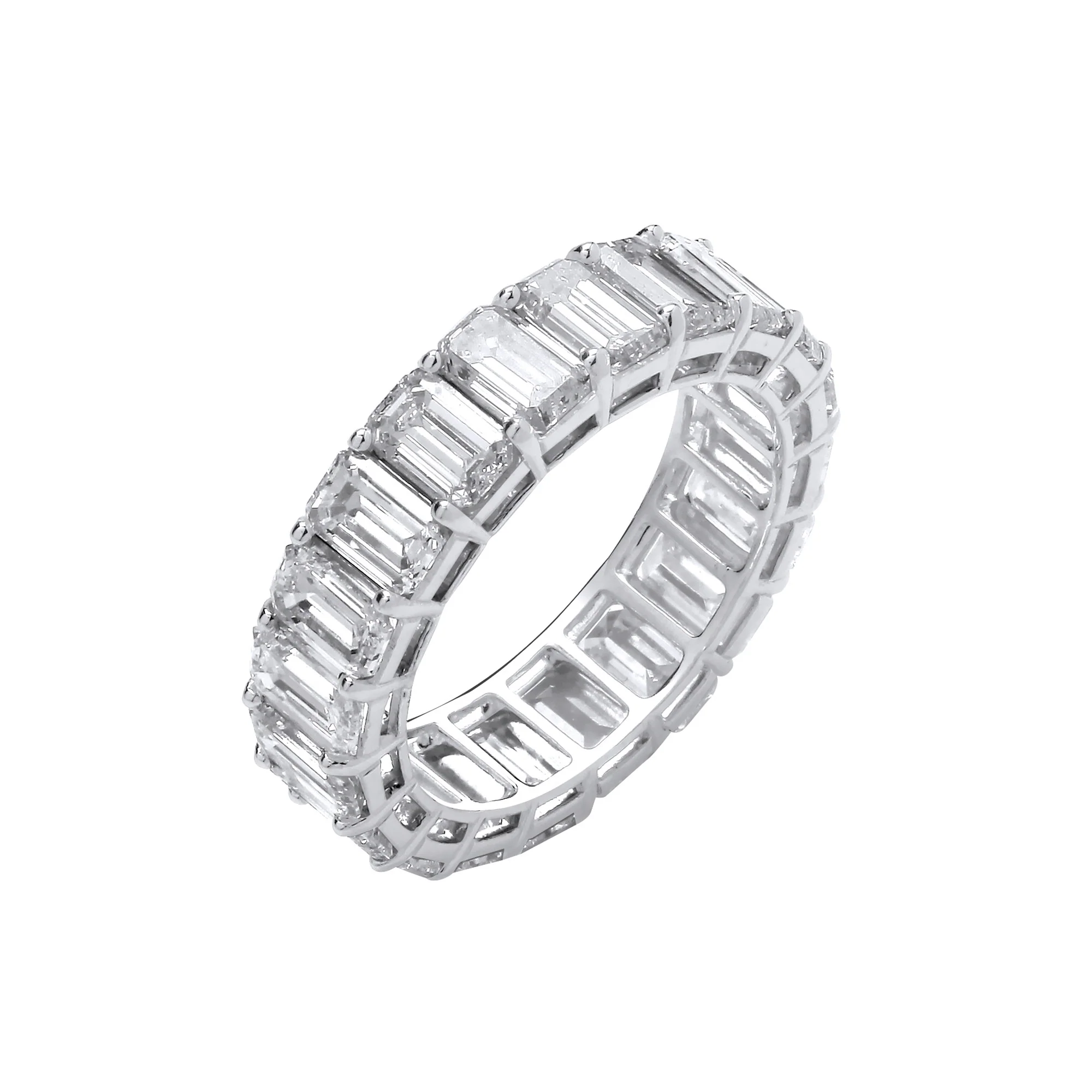 18ct White Gold 6.00ctw Emerald Cut Lab Grown Diamond Eternity Ring IGI Certified - 18ct Gold - Image 5
