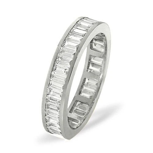 18ct White Gold Channel Set Full Eternity Ring Baguette Natural Diamond 5.00ct G VS