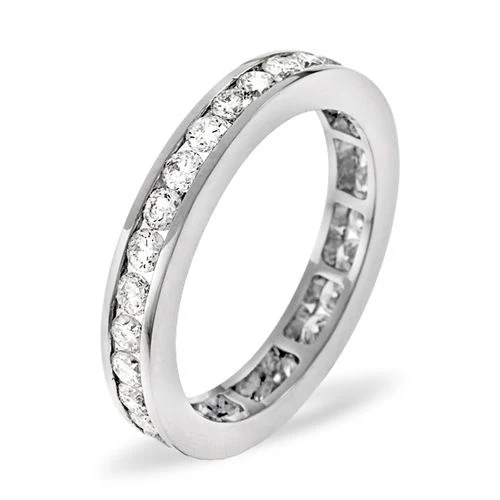 18ct White Gold Channel Set Full Eternity Ring Natural Diamond 3.00ct H Si