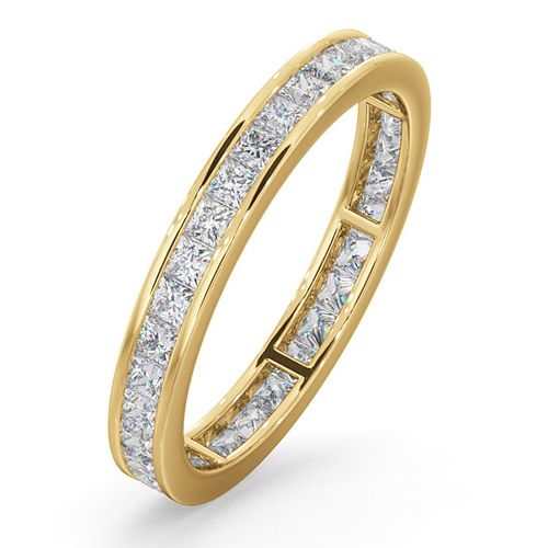 18ct White Gold Channel Set Princess Cut Full Eternity Ring Natural Diamond 1.00ct H Si