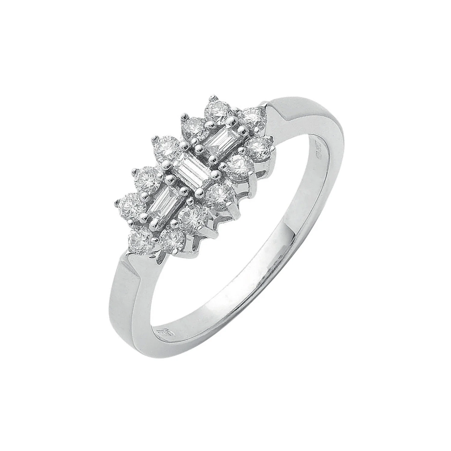 18ct White Gold D.0.50ctw Diamond Boat/Cluster Ring - 18ct Gold