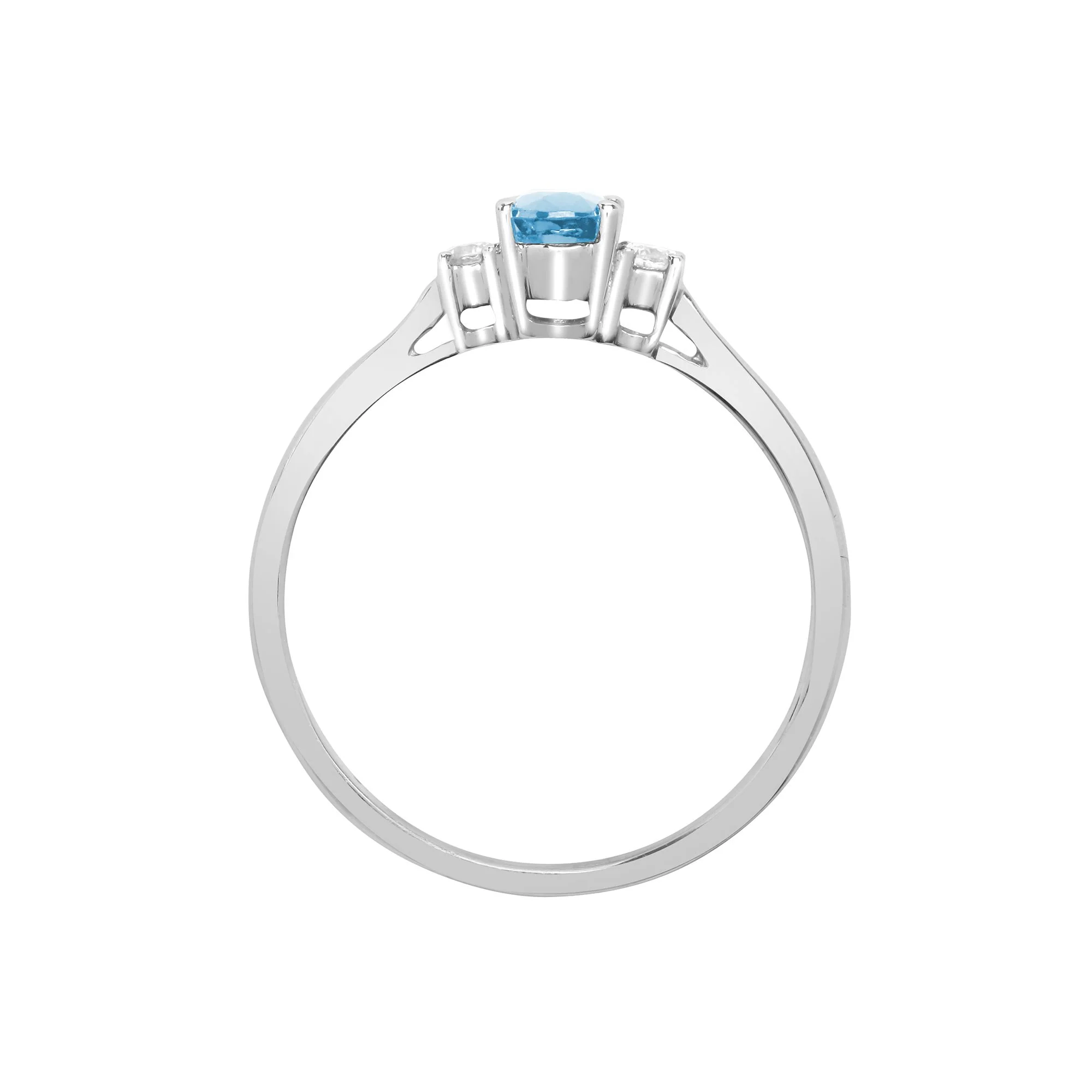18ct White Gold Natural Diamond And Aqua-Marine And 3 Stone Ring - Image 2