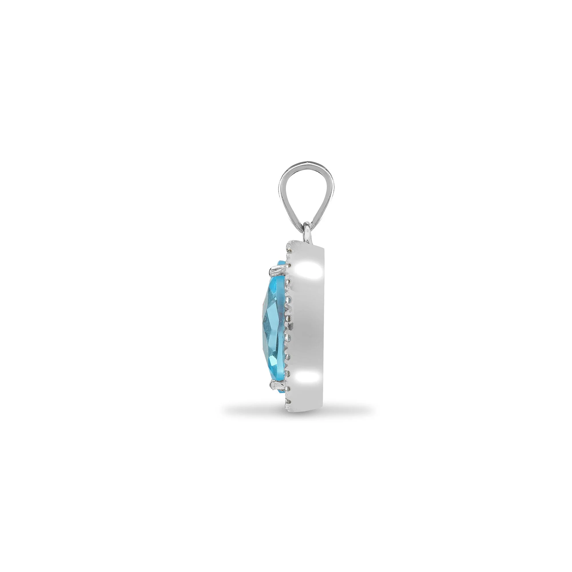 18ct White Gold Natural Diamond And Blue Topaz Pendant - Image 2