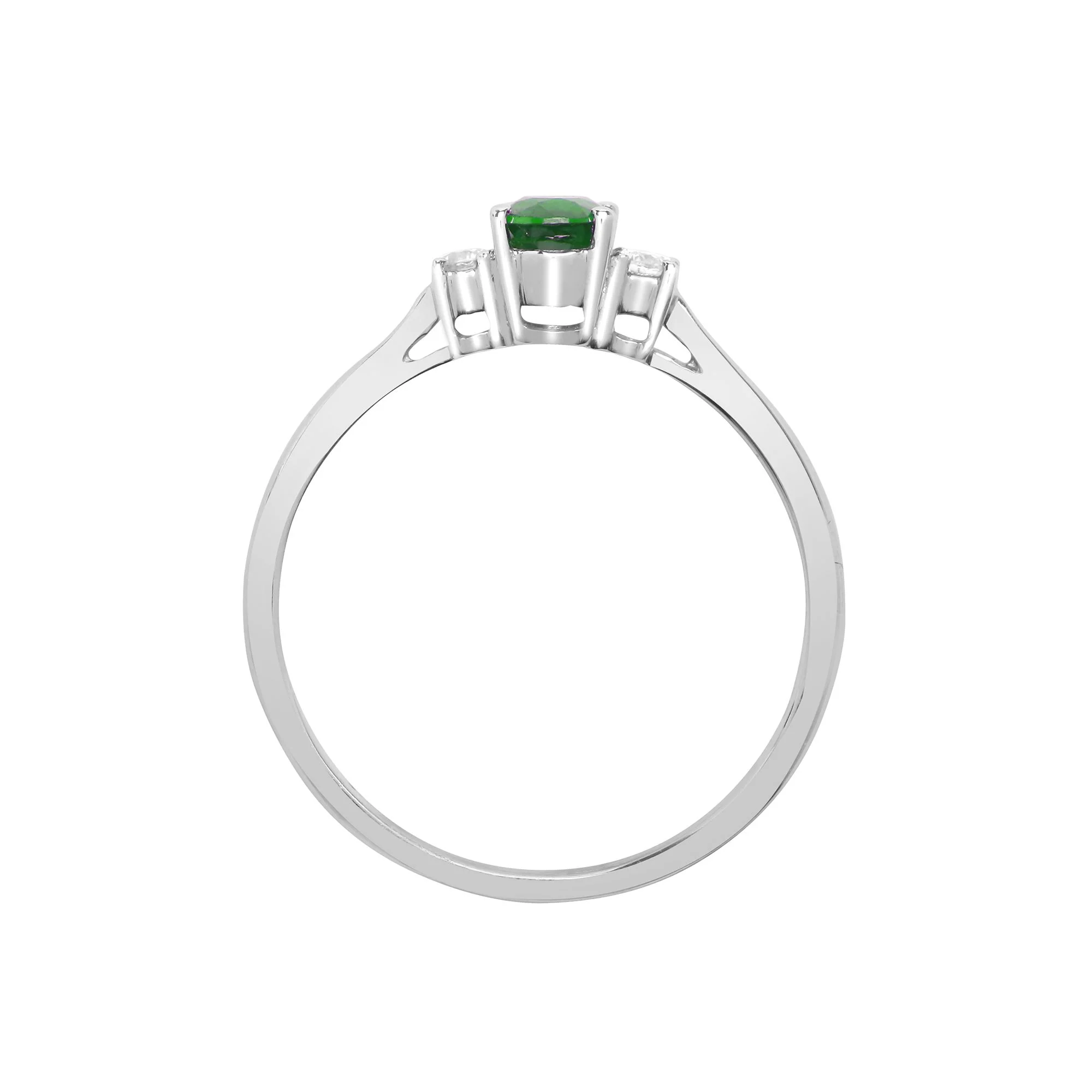 18ct White Gold Natural Diamond And Emerald And 3 Stone Ring - Image 2