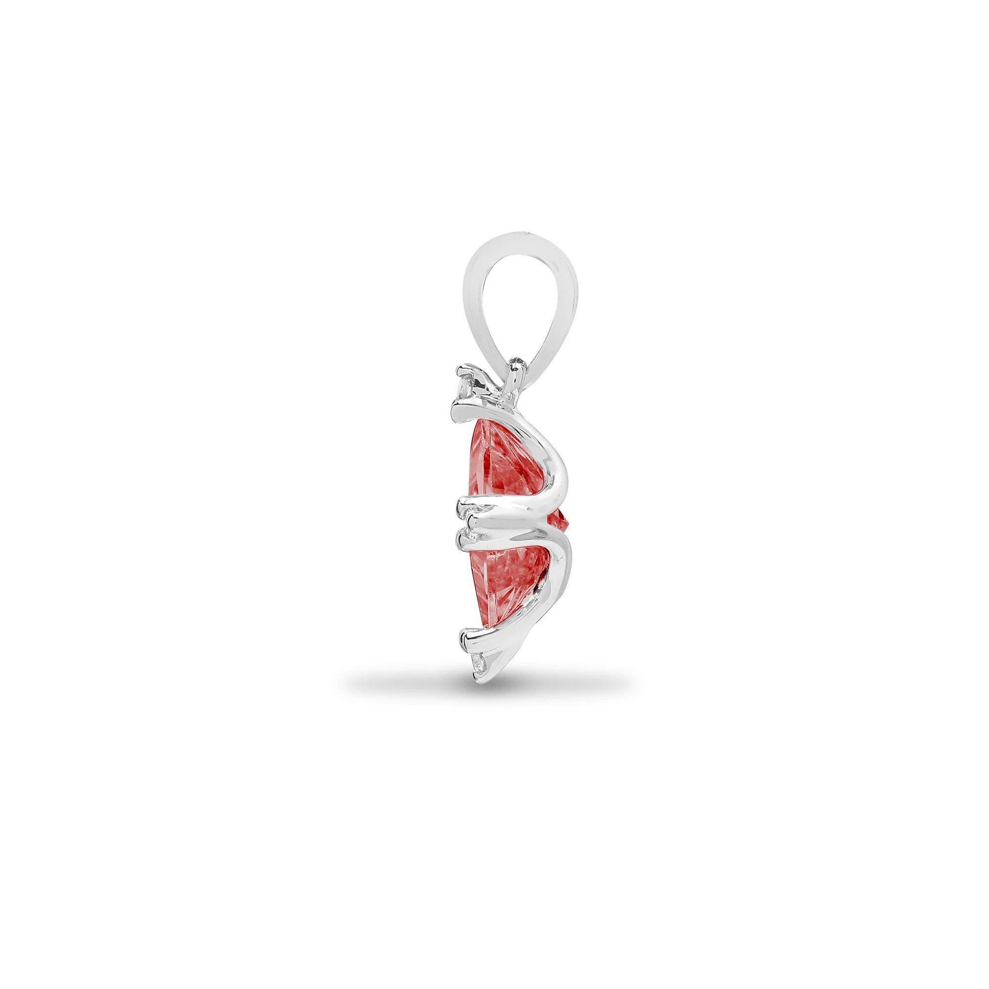 18ct White Gold Natural Diamond And Garnet Pendant - Image 2
