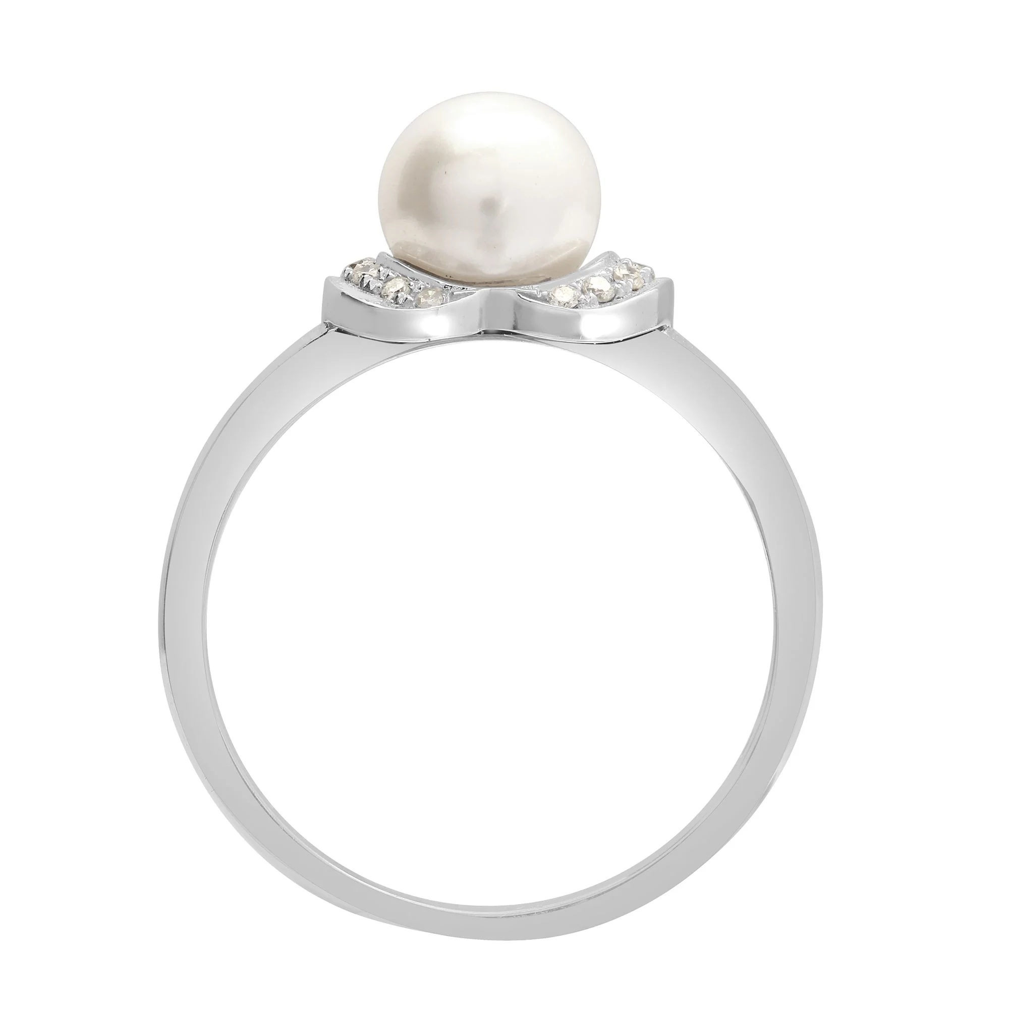 18ct White Gold Natural Diamond And Pearl Ring - Image 2