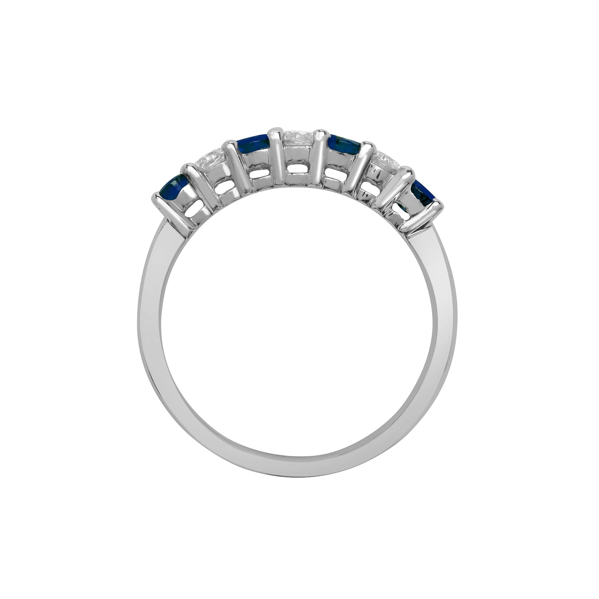 18ct White Gold Natural Diamond And Sapphire Claw Set Half Eternity Ring - Image 2