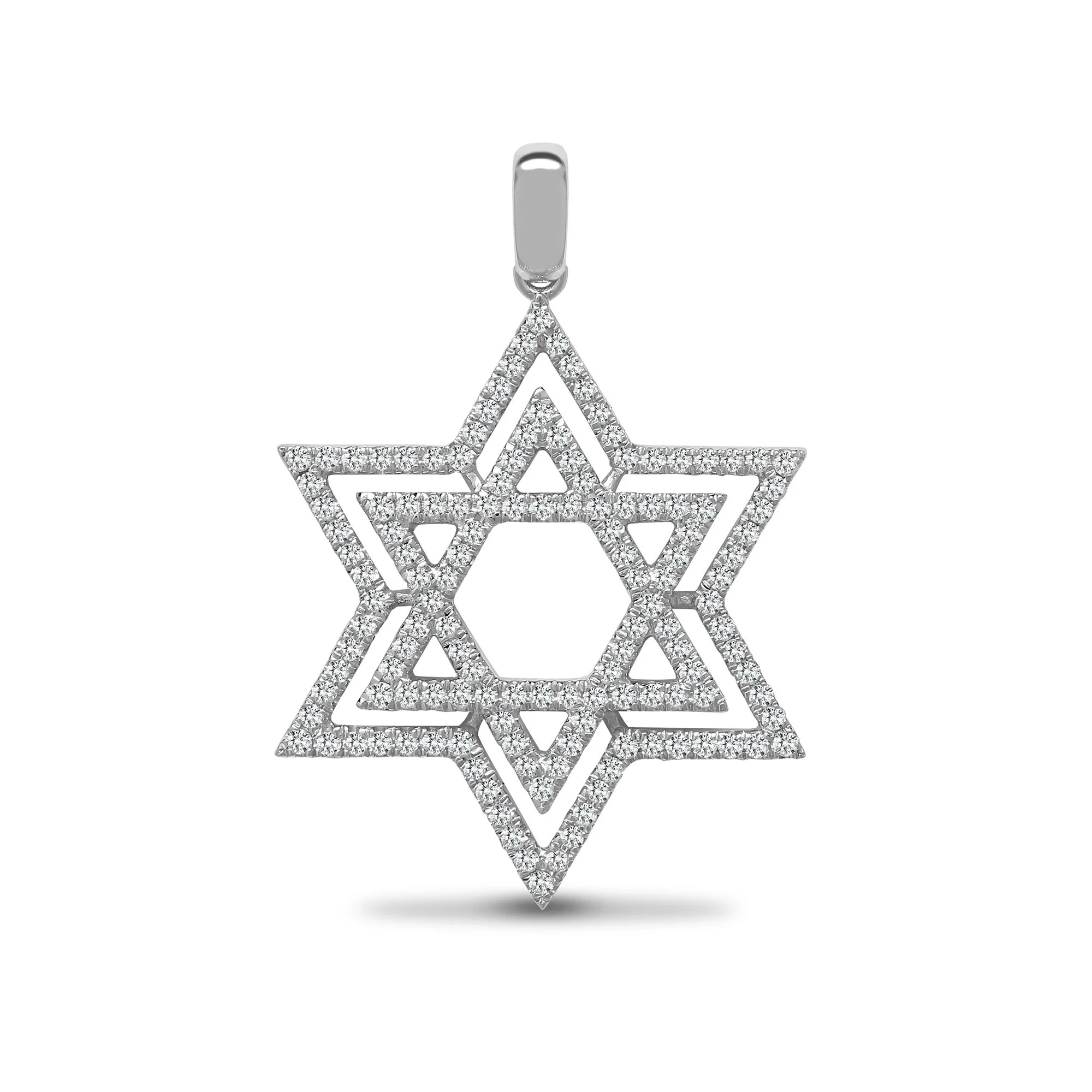 18ct White Gold Natural Diamond Star of David Pendant - 0.60ct