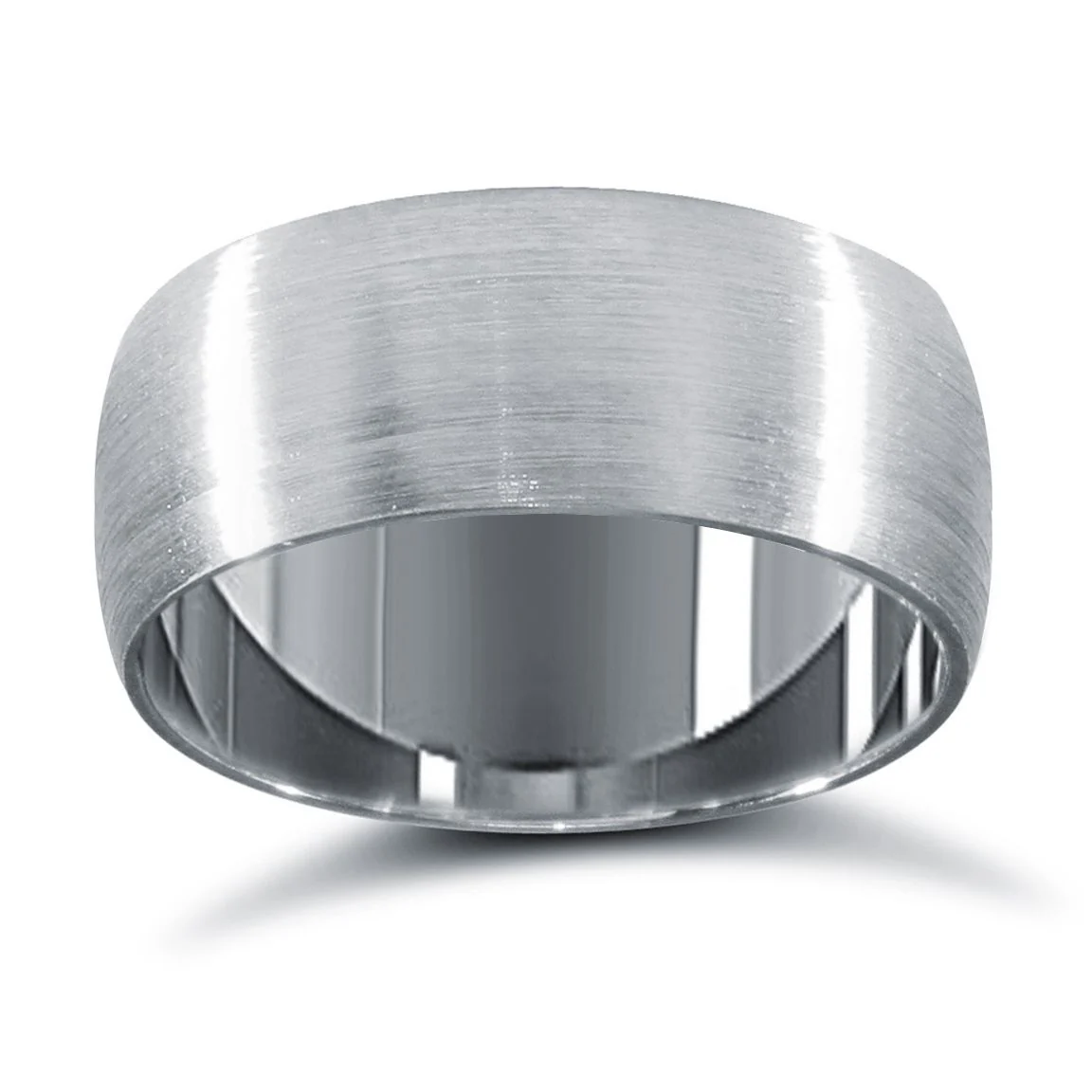 18ct White Gold Standard Weight D-Shape Profile Satin Wedding Ring
