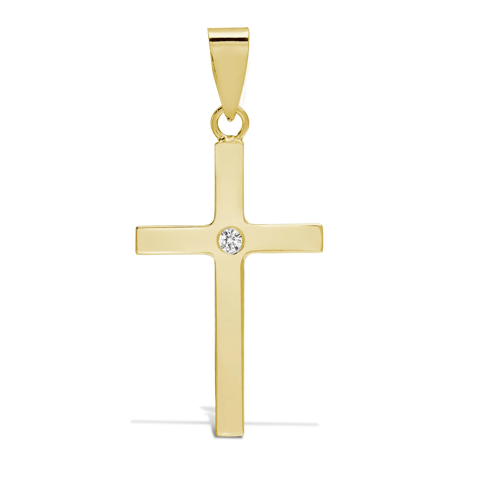 18ct Yellow 0.03ct Natural Diamond Invisible Set Cross