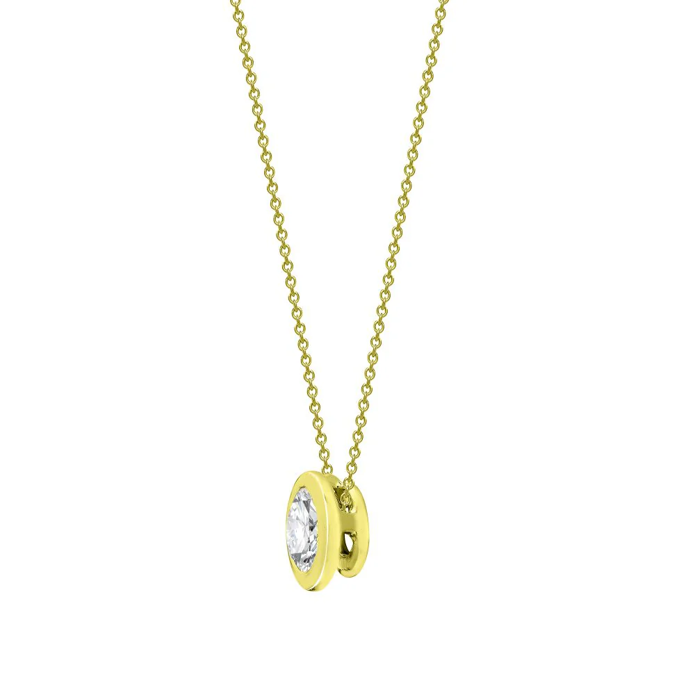 18ct Yellow 0.10ct Threaded Rub over set Natural Diamond Pendant - Image 2