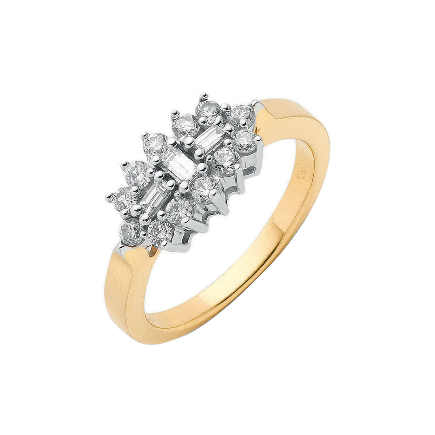 18ct Yellow Gold 0.50ctw Diamond Boat/Cluster Ring - 18ct Gold