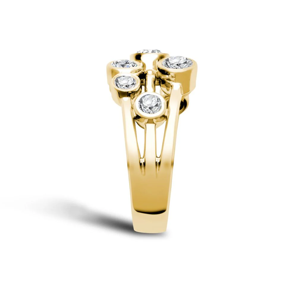 18ct Yellow Gold 1.00cts Natural Diamond 3 Row Bubble Ring - Image 3