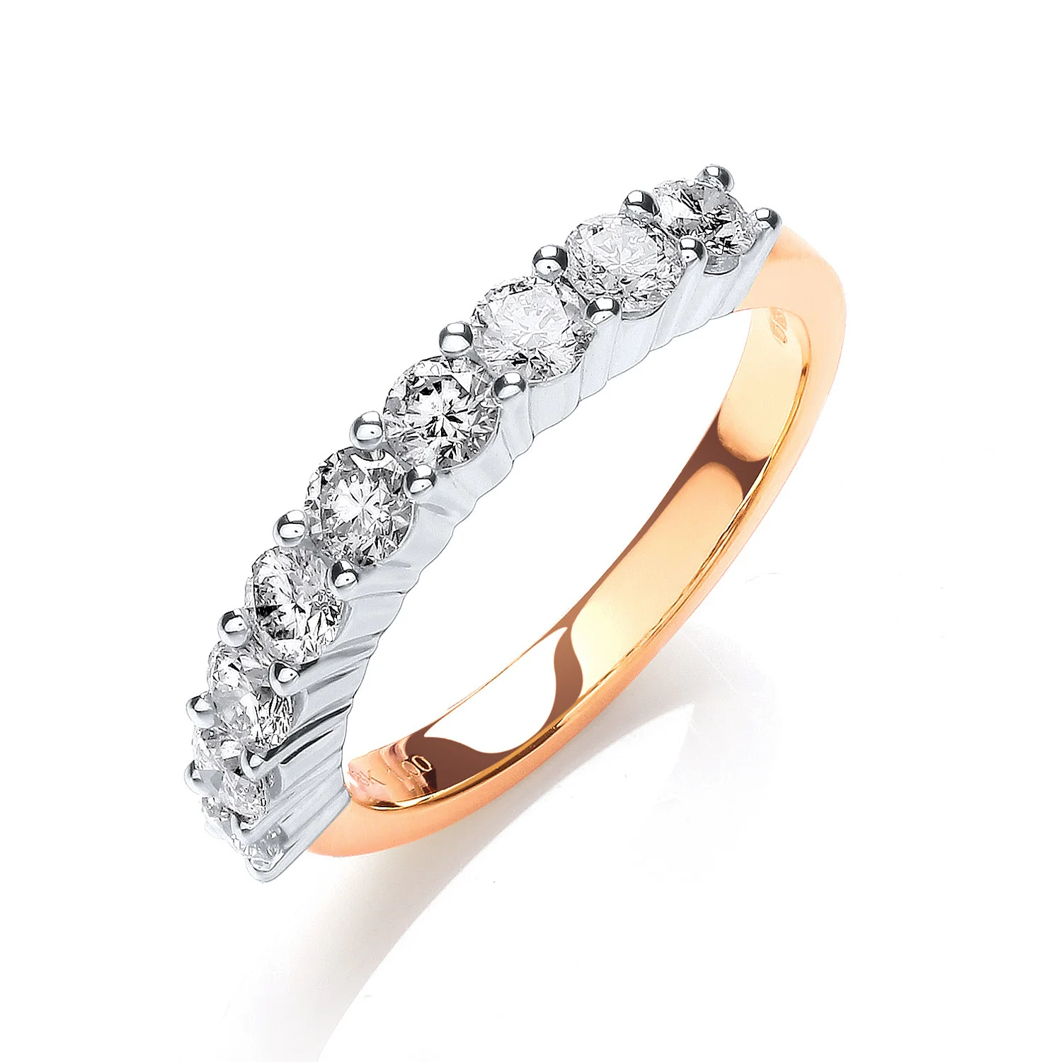 18ct Yellow Gold 1.00ctw Diamond Half Eternity Ring - 18ct Gold