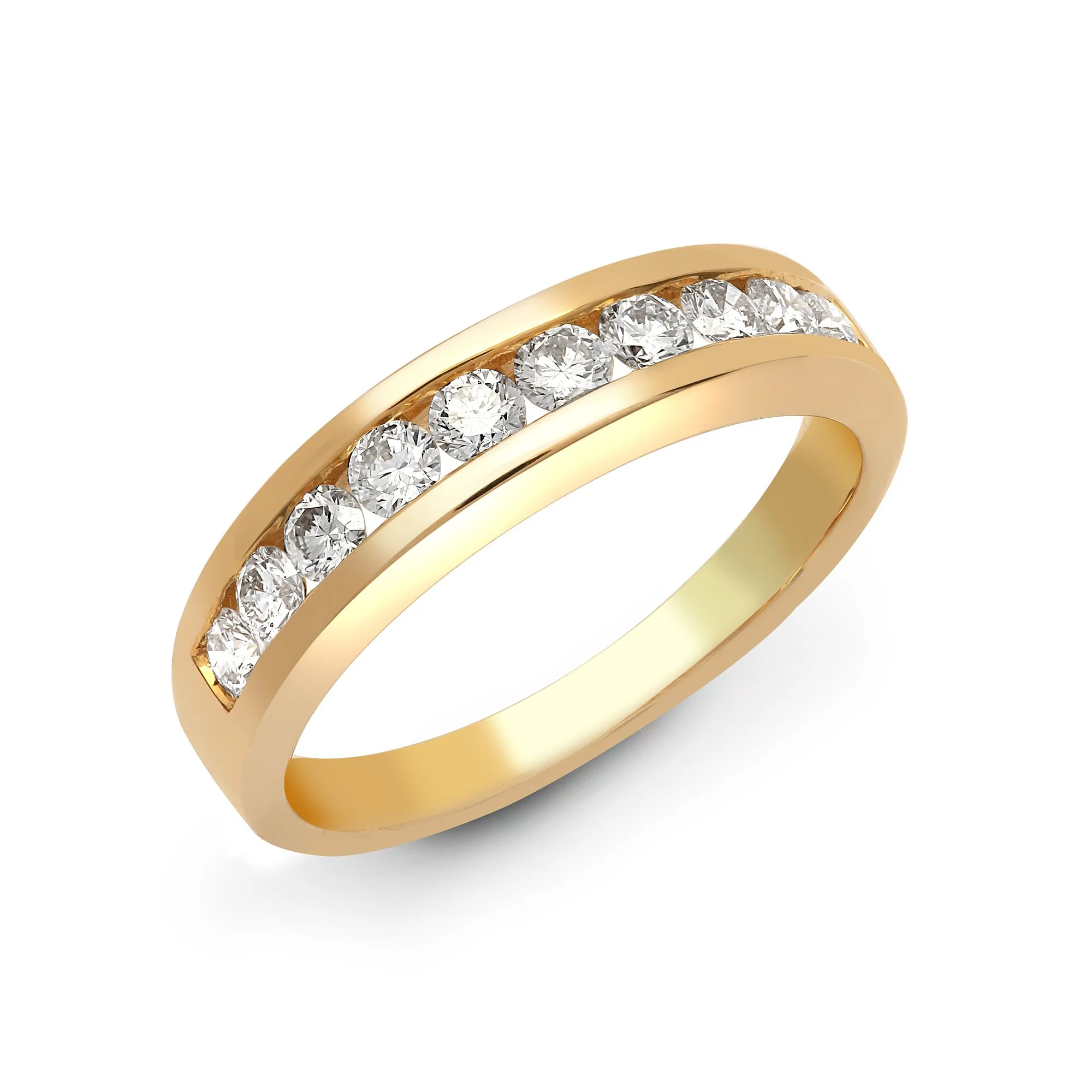 18ct Yellow Gold 1.25ct Channel Set Natural Diamond 1/2 ET