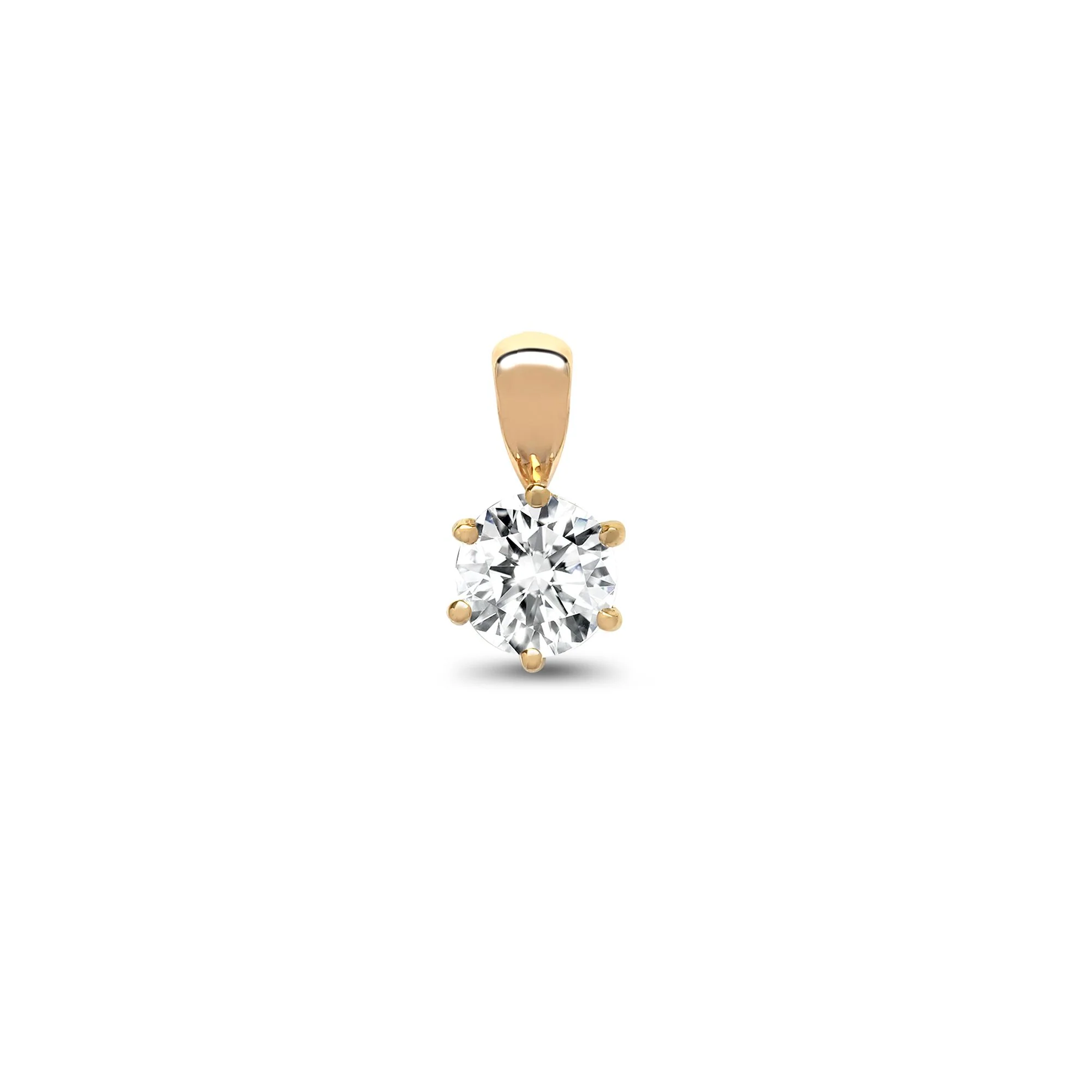 18ct Yellow Gold 75pt 6 Claw Natural Diamond Solitaire Pendant