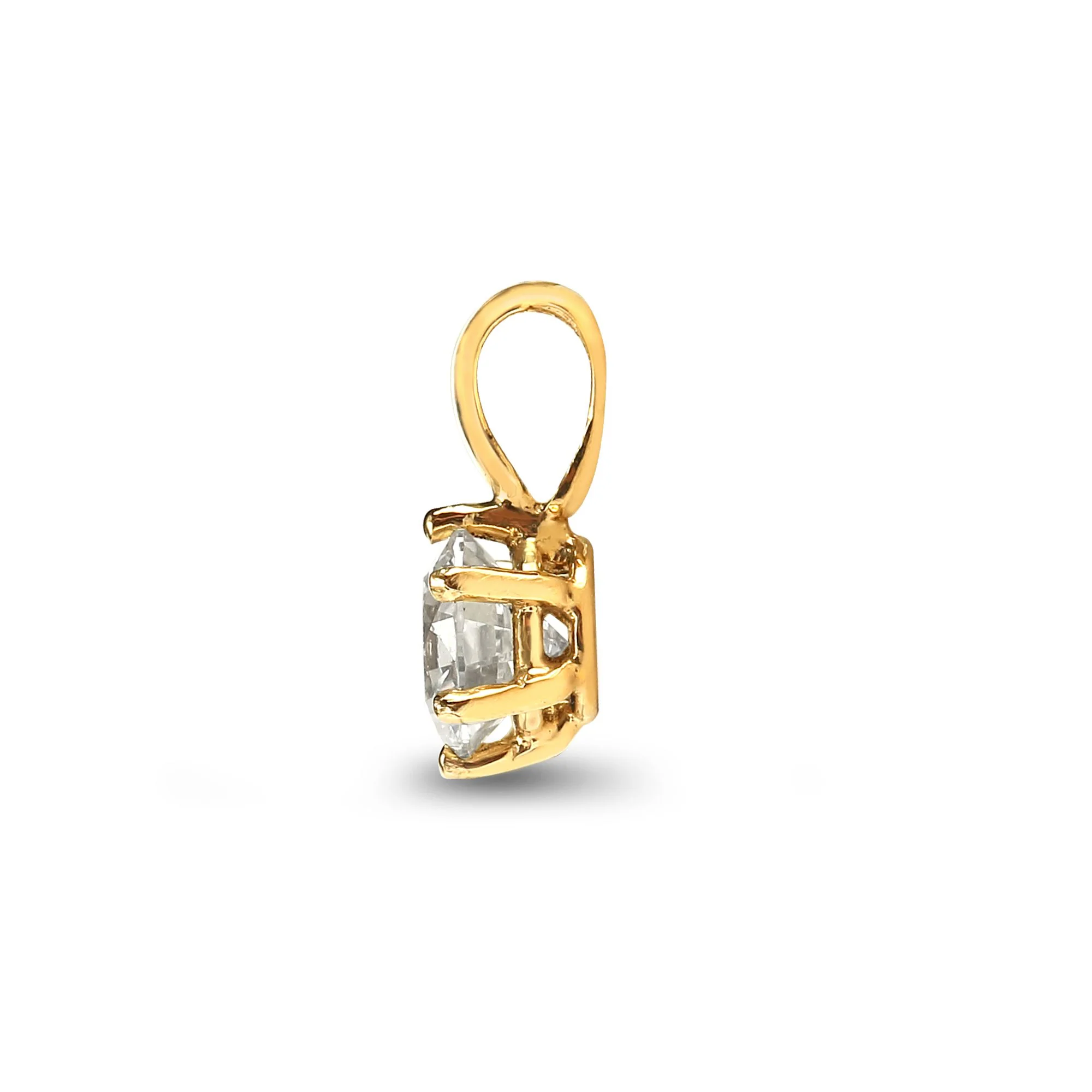 18ct Yellow Gold 75pt 6 Claw Natural Diamond Solitaire Pendant - Image 2