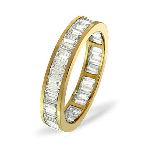 18ct Yellow Gold Channel Set Full Eternity Ring Baguette Natural Diamond 3.00ct H Si
